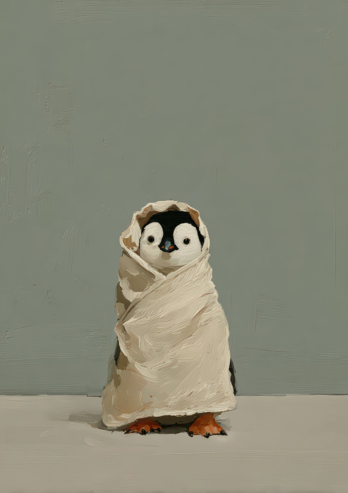 Penguin in a Towel Print, Funny Bathroom Wall Art