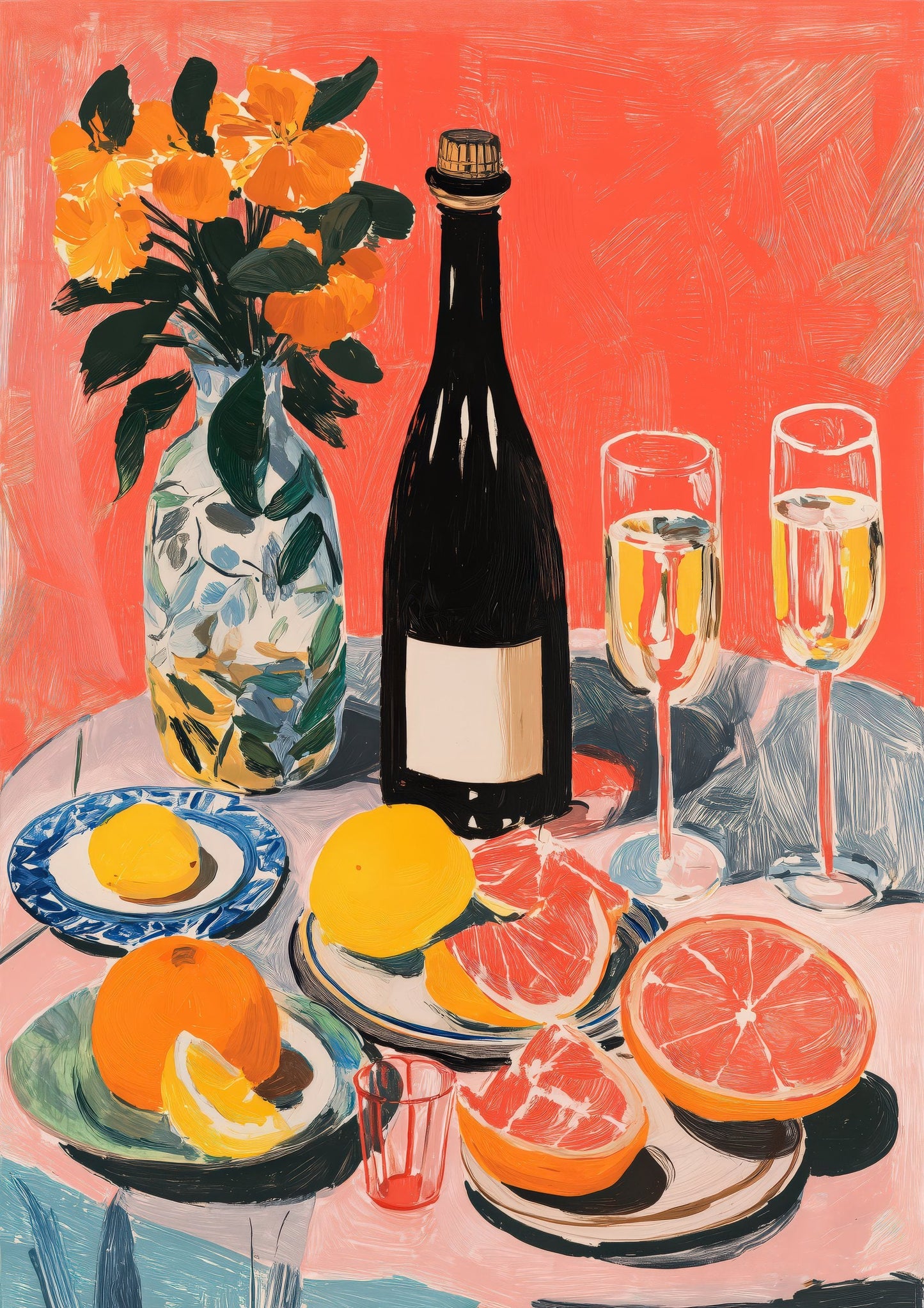 Wine and Table Print, Dining Wall Art