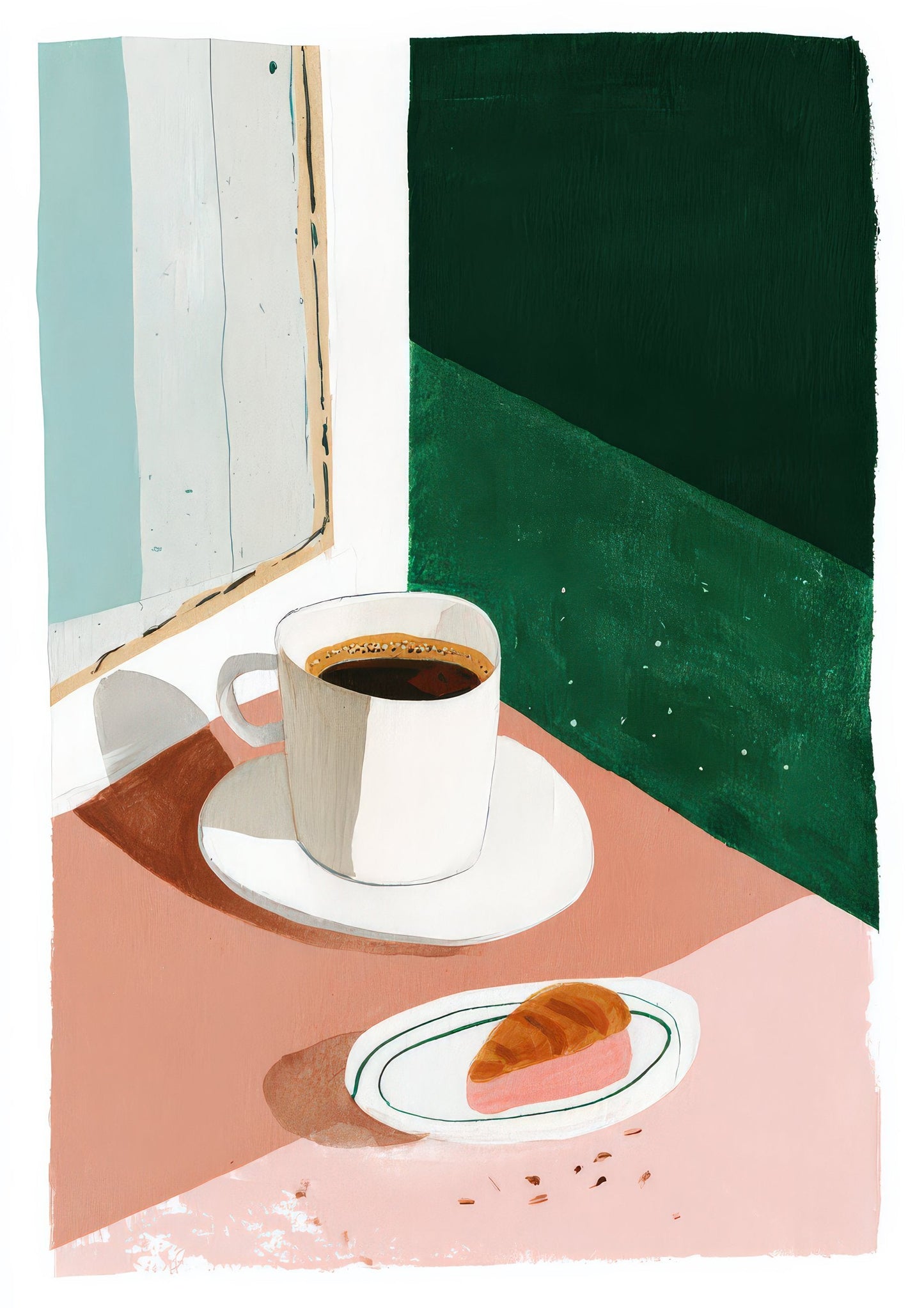 Croissant Print, Kitchen Wall Art