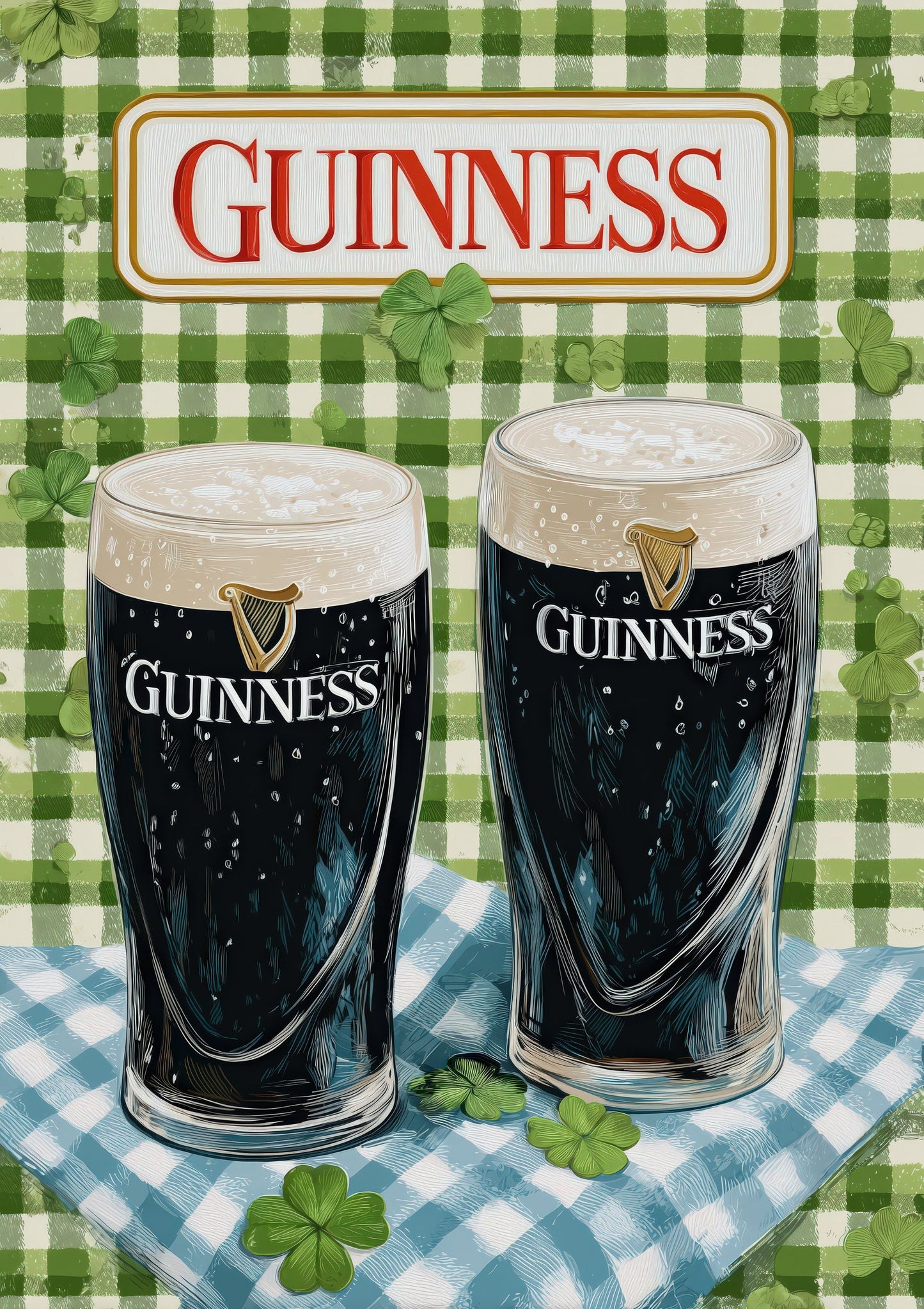 Guinness Pints Print, Home Bar Wall Art