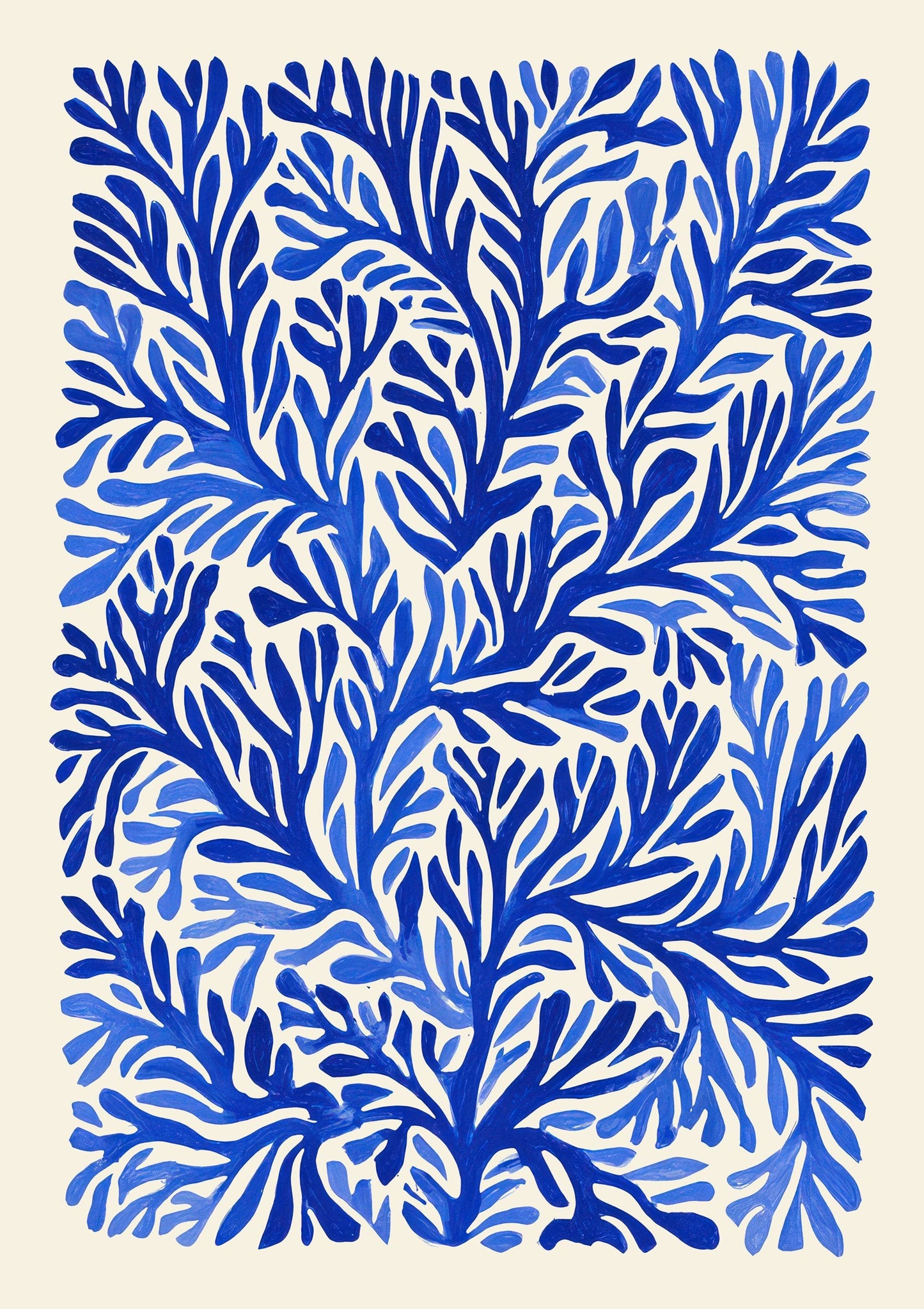 Blue Coral Print, Coastal Wall Art