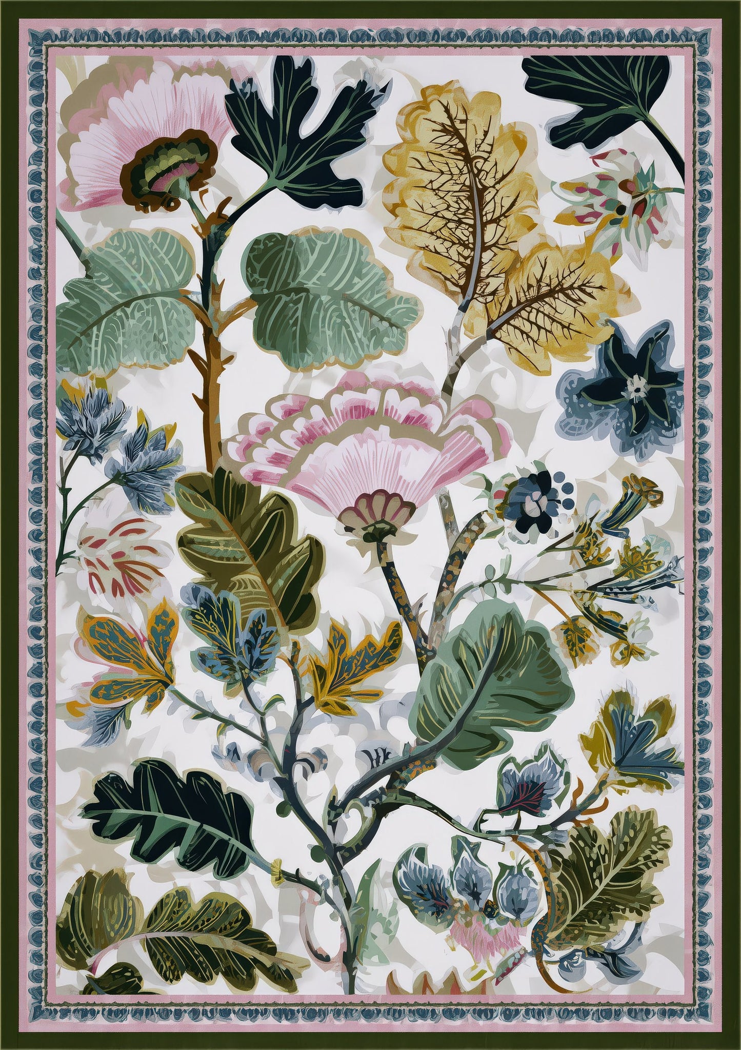 Folk Floral Print, Botanical Wall Art