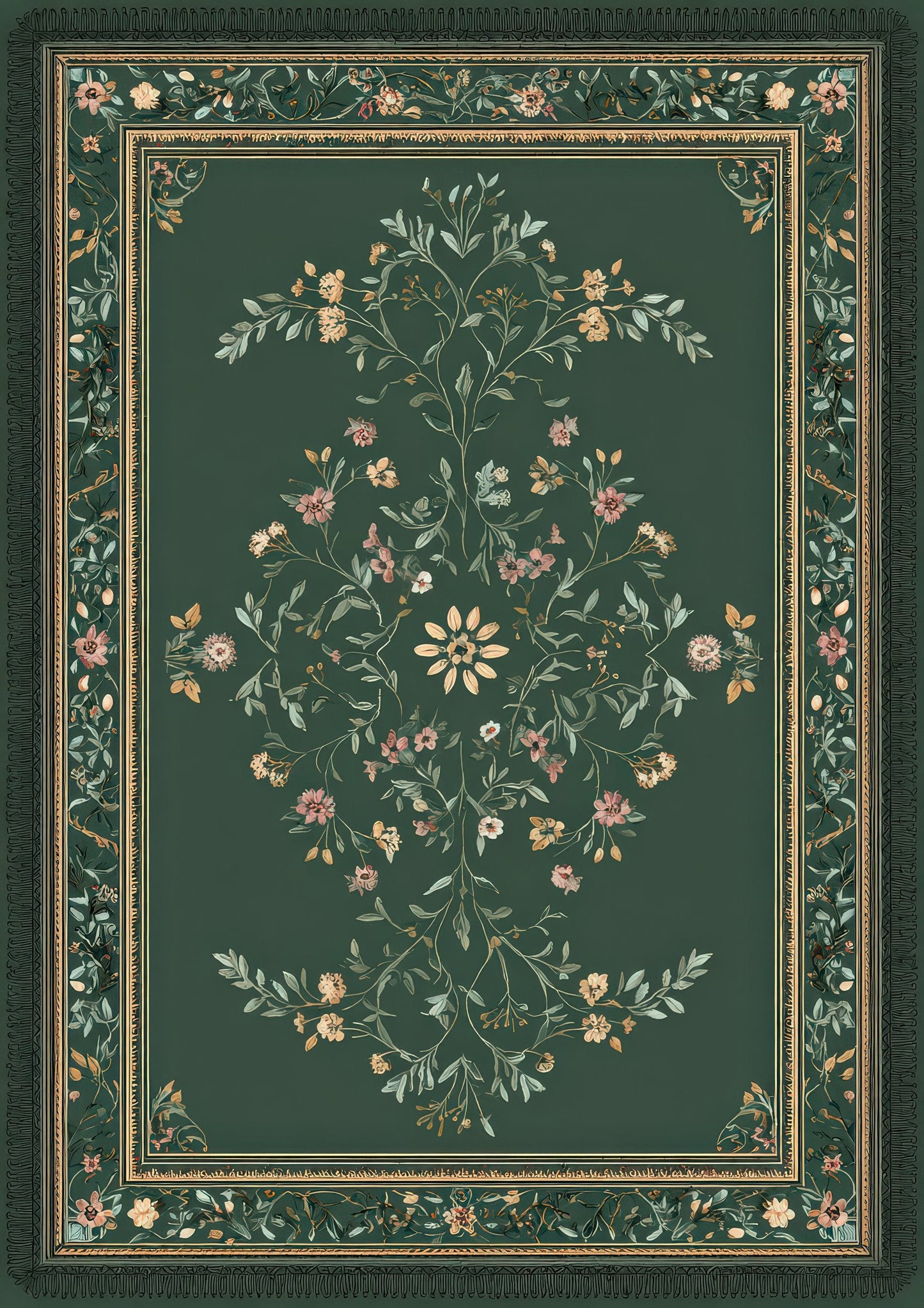 Green Heritage Rug Print, Wall Art