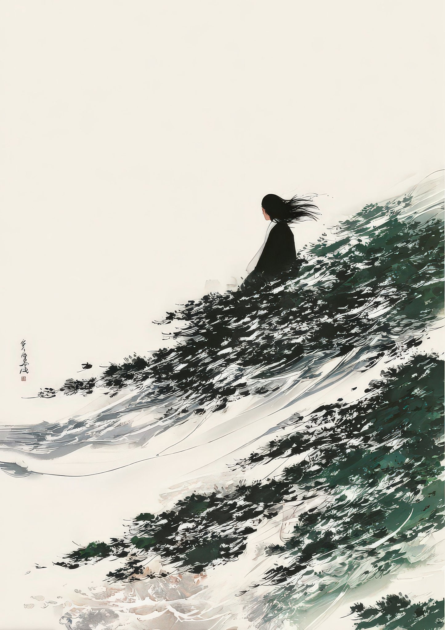 Minimal Wave Print, Japandi Coastal Wall Art