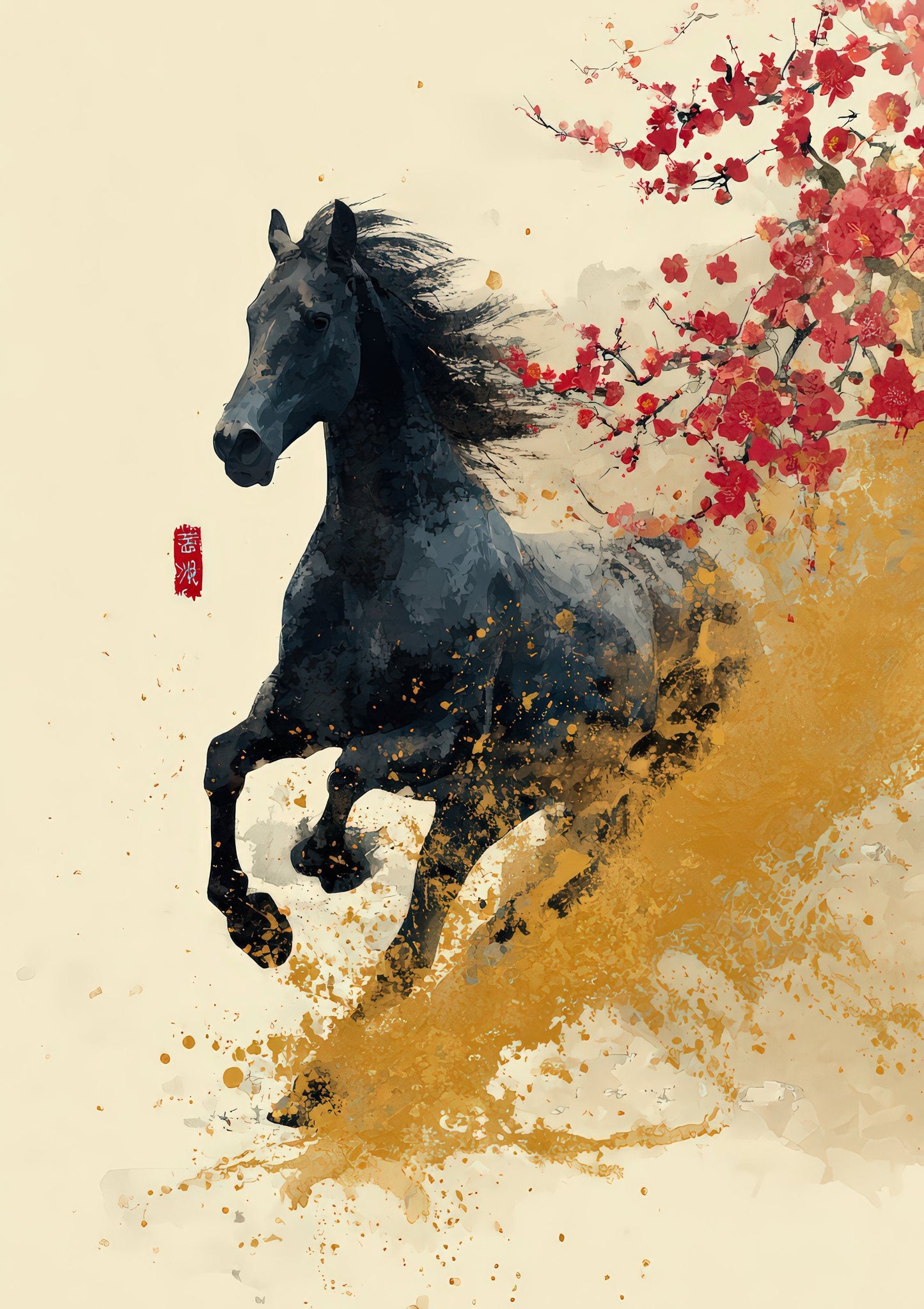 Running Horse Print, Ink Animal Wall Art