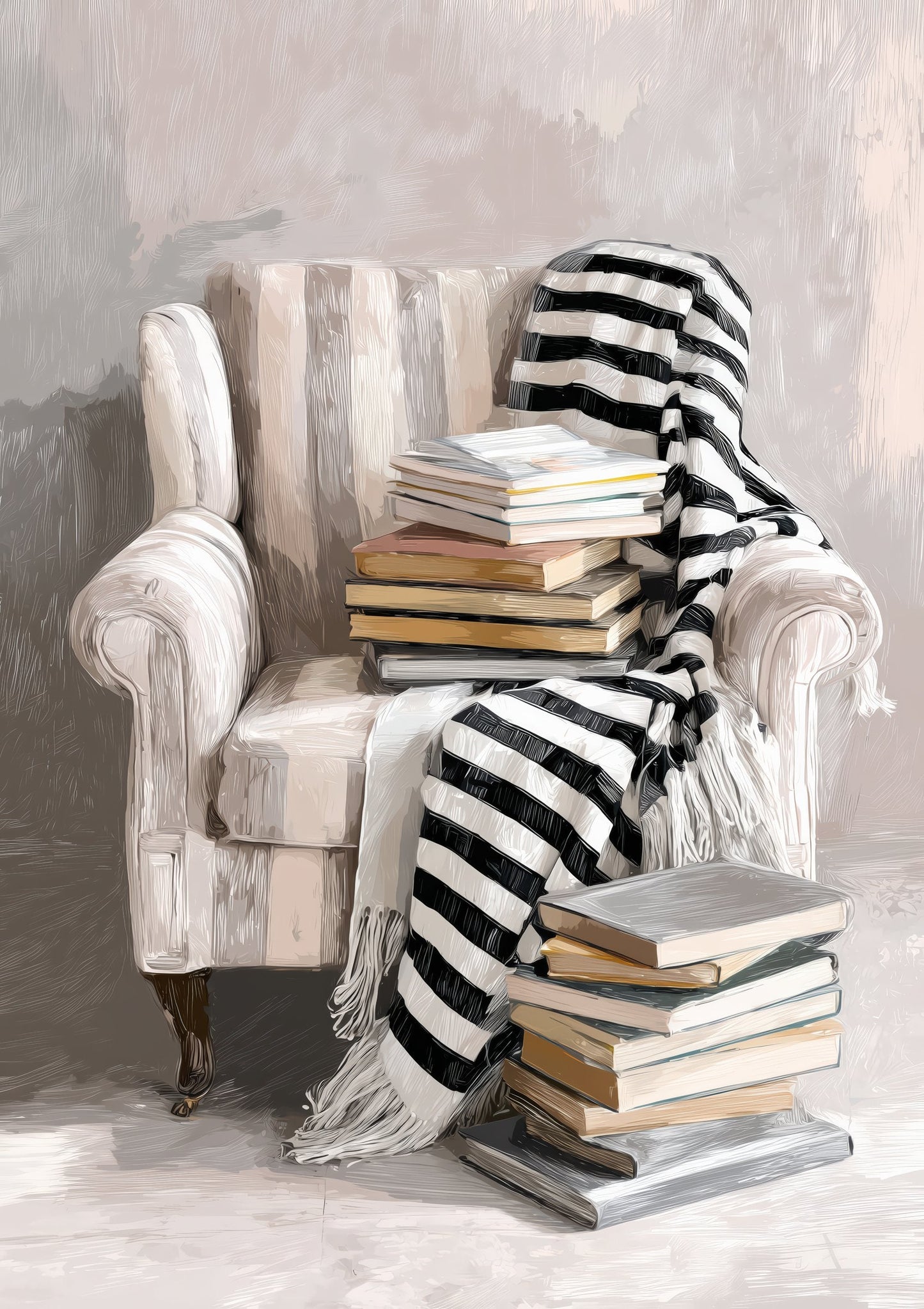 Striped Armchair Print, Calm Interior Wall Art