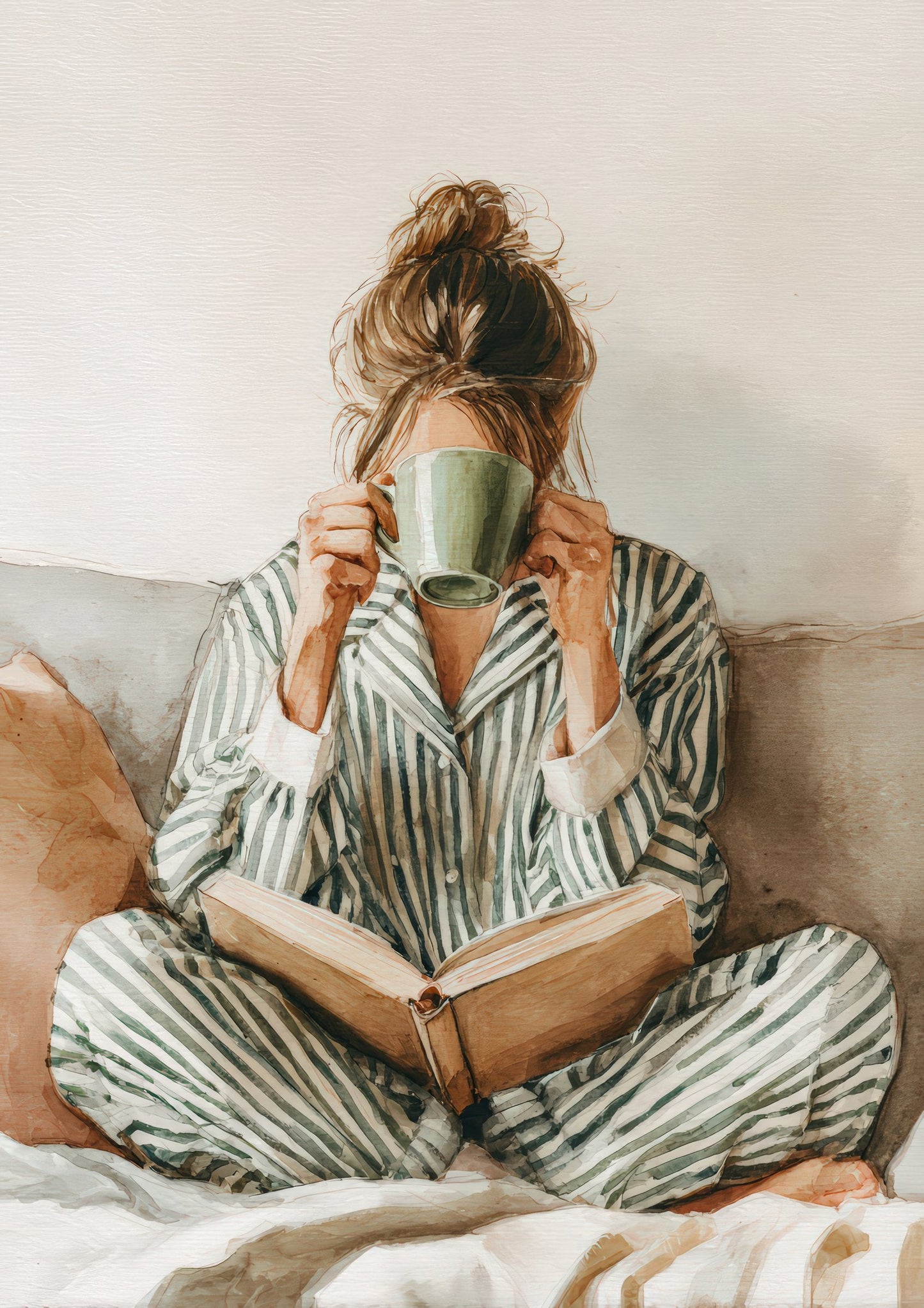 Sunday Morning Print, Calm Figurative Wall Art