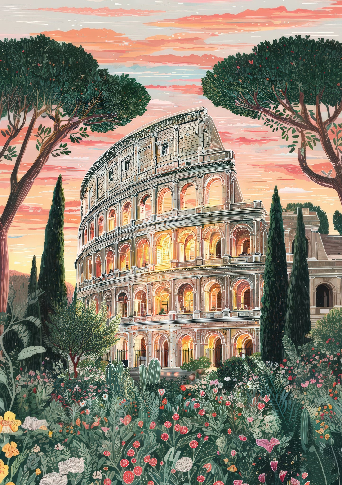 Rome Colosseum Print, Vintage Travel Wall Art
