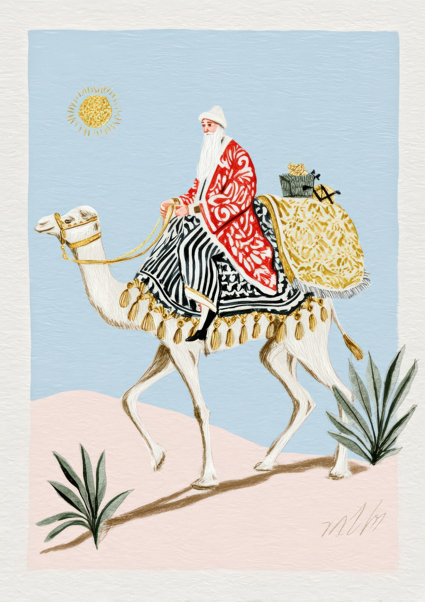 Ostrich Rider Print, Folk Animal Wall Art