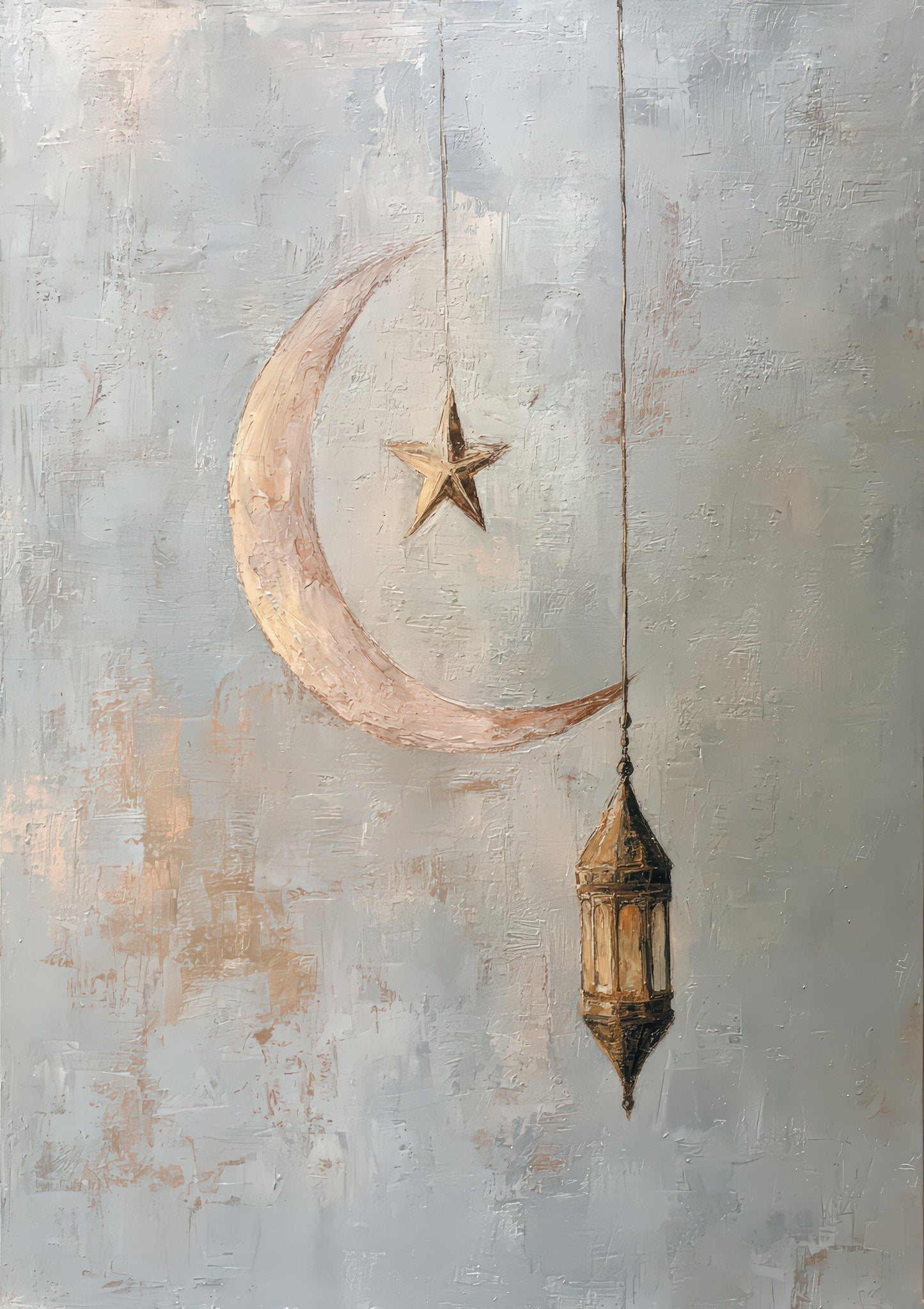Moon and Lantern Print, Neutral Nursery Wall Art
