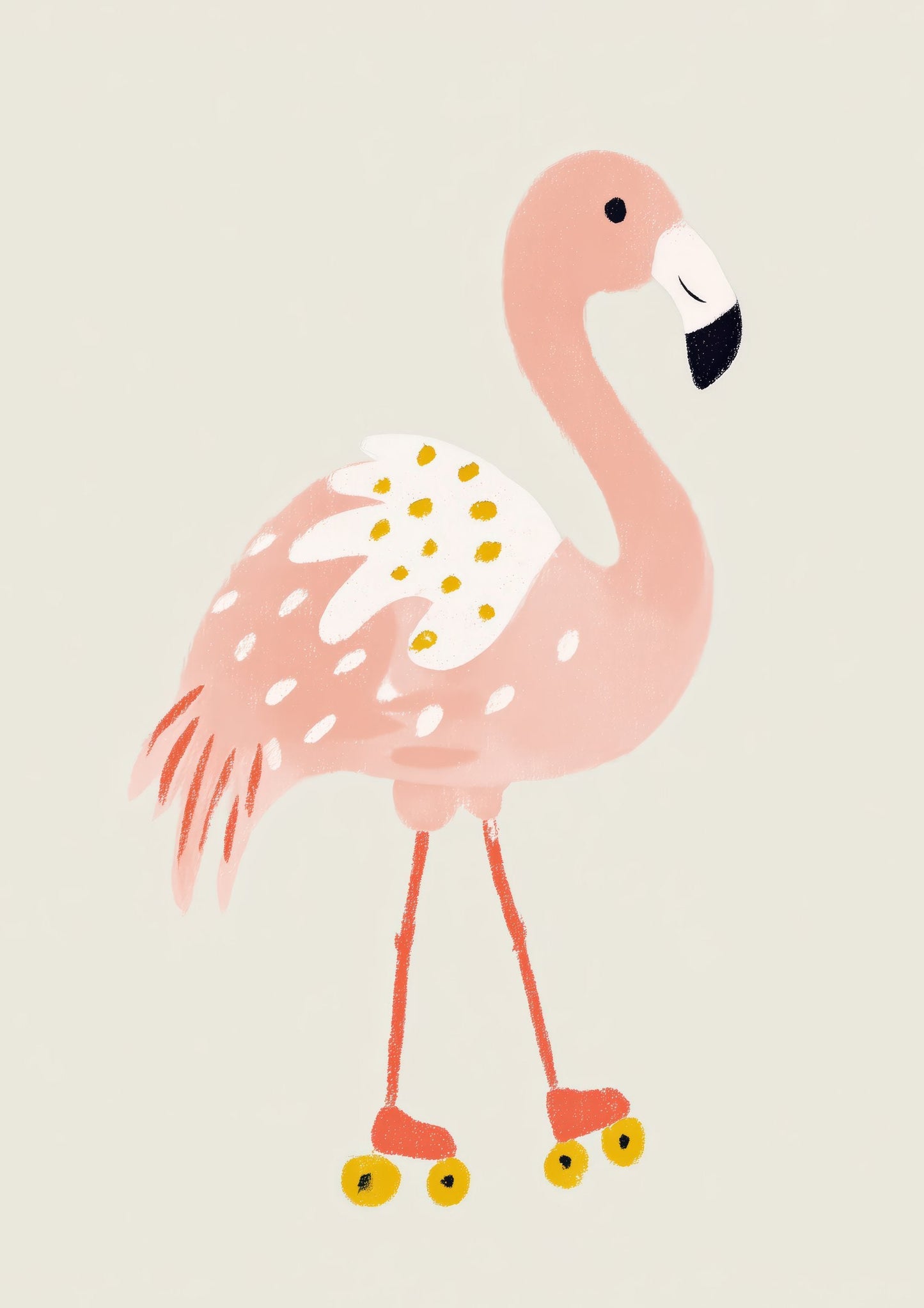 Flamingo on Roller Skates Print, Fun Nursery Wall Art