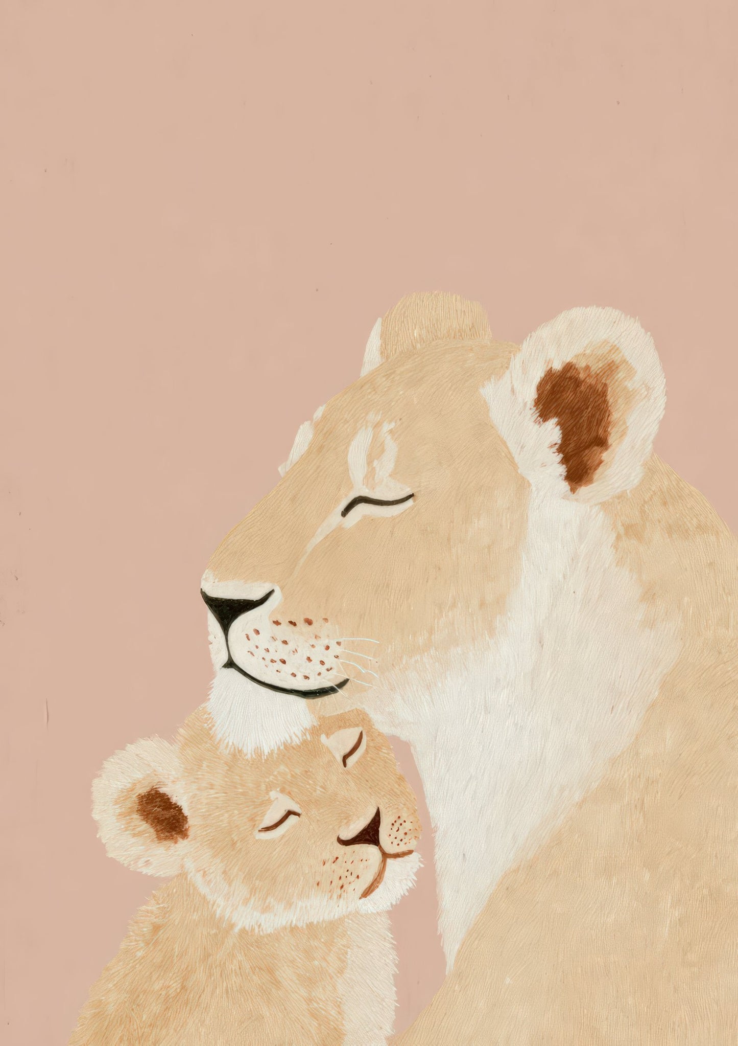 Lioness and Cub Print, Nursery Animal Wall Art