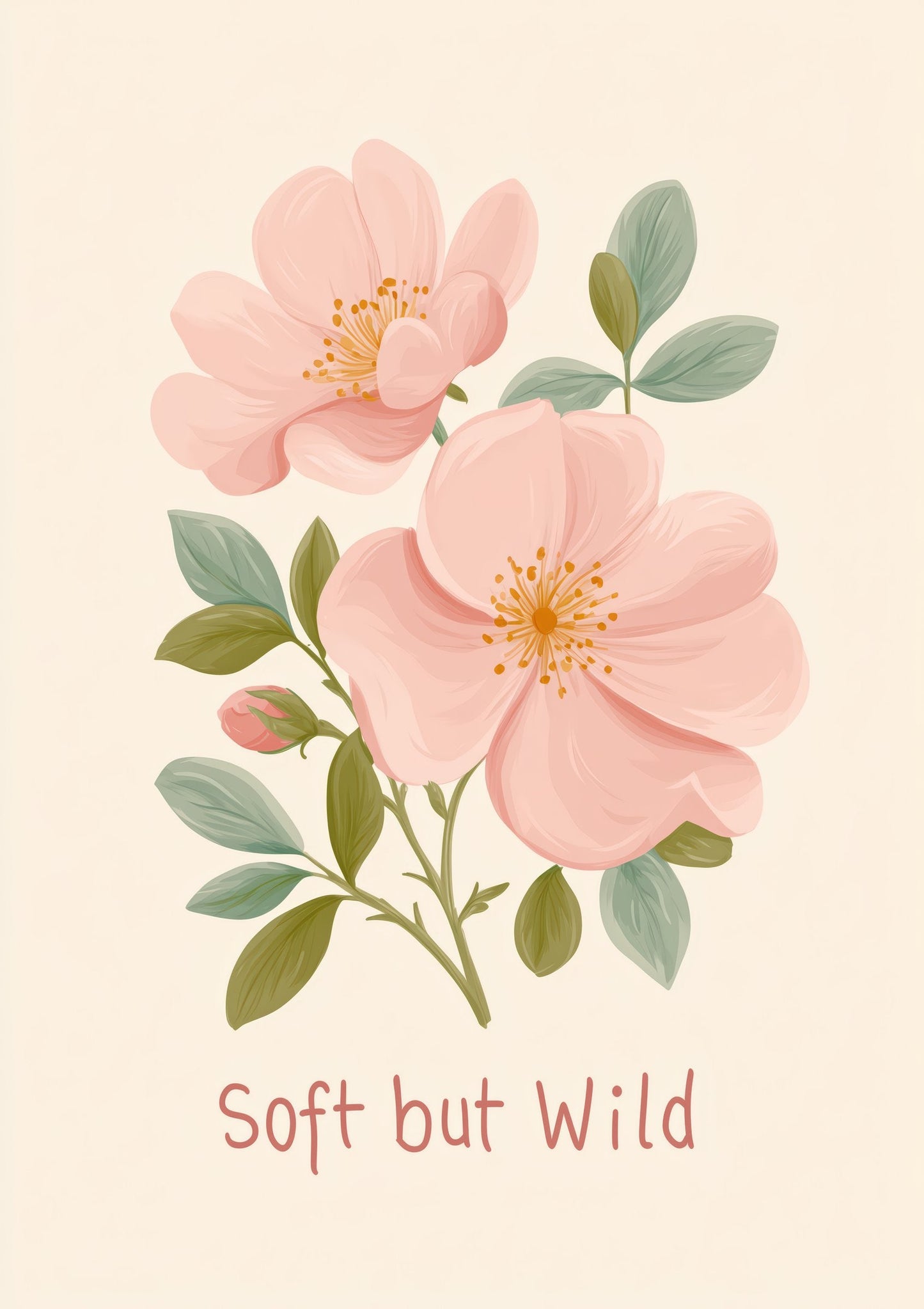 Soft But Wild Print, Floral Affirmation Wall Art