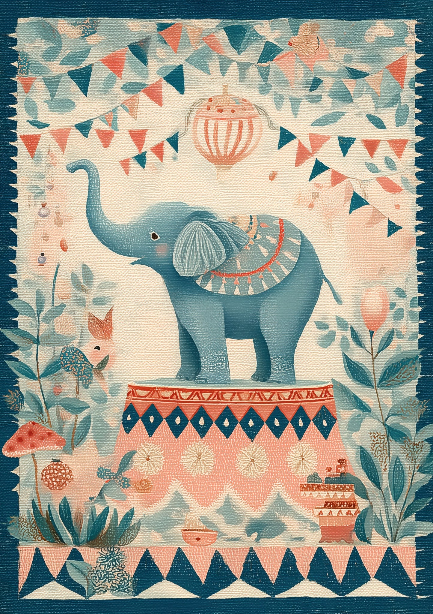 Folk Festival Elephant Print, Nursery Wall Art