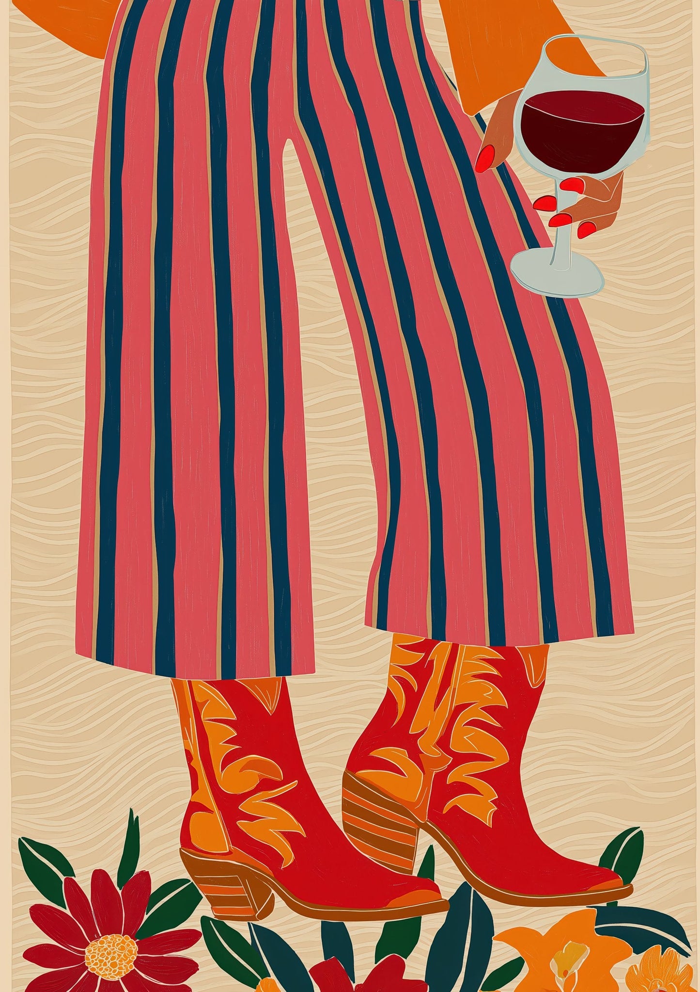 Stripes and Heels Print, Chic Fashion Wall Art