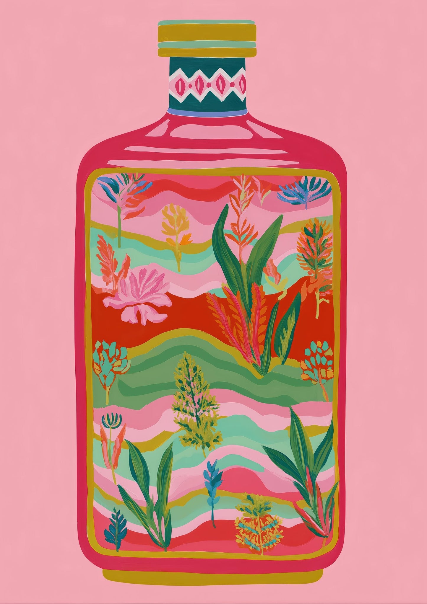 Landscape in a Bottle Print, Surreal Kitchen Wall Art