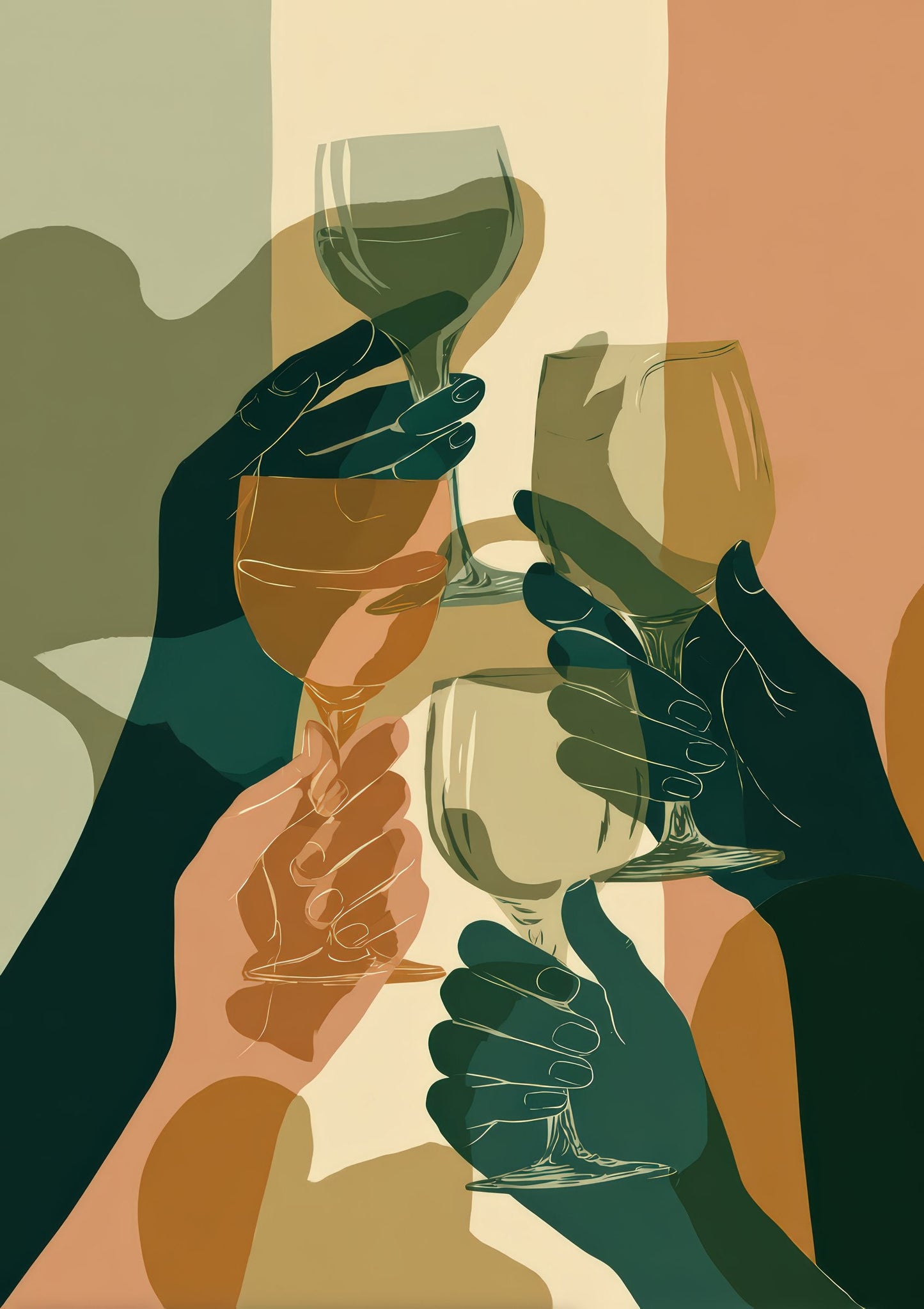 Cheers Wine Toast Print, Dining Room Wall Art