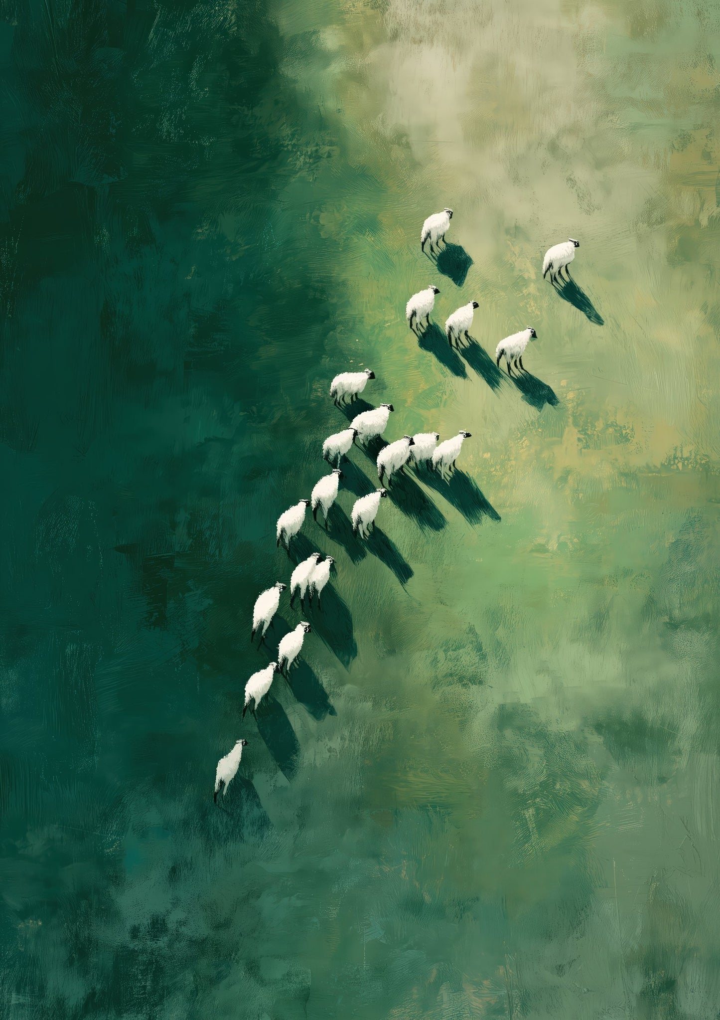 Shoal of Fish Print, Green Coastal Wall Art