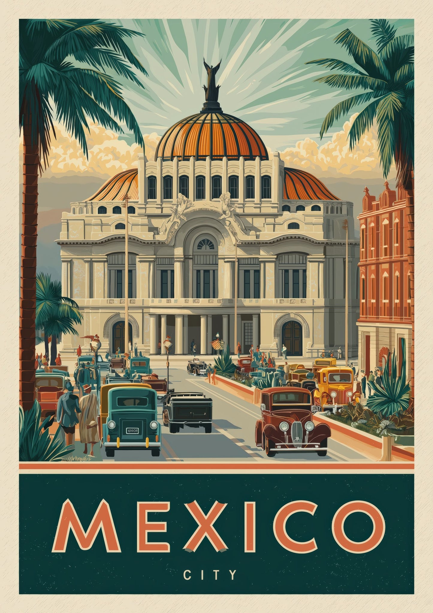 Mexico Vintage Travel Poster, Retro Wall Art