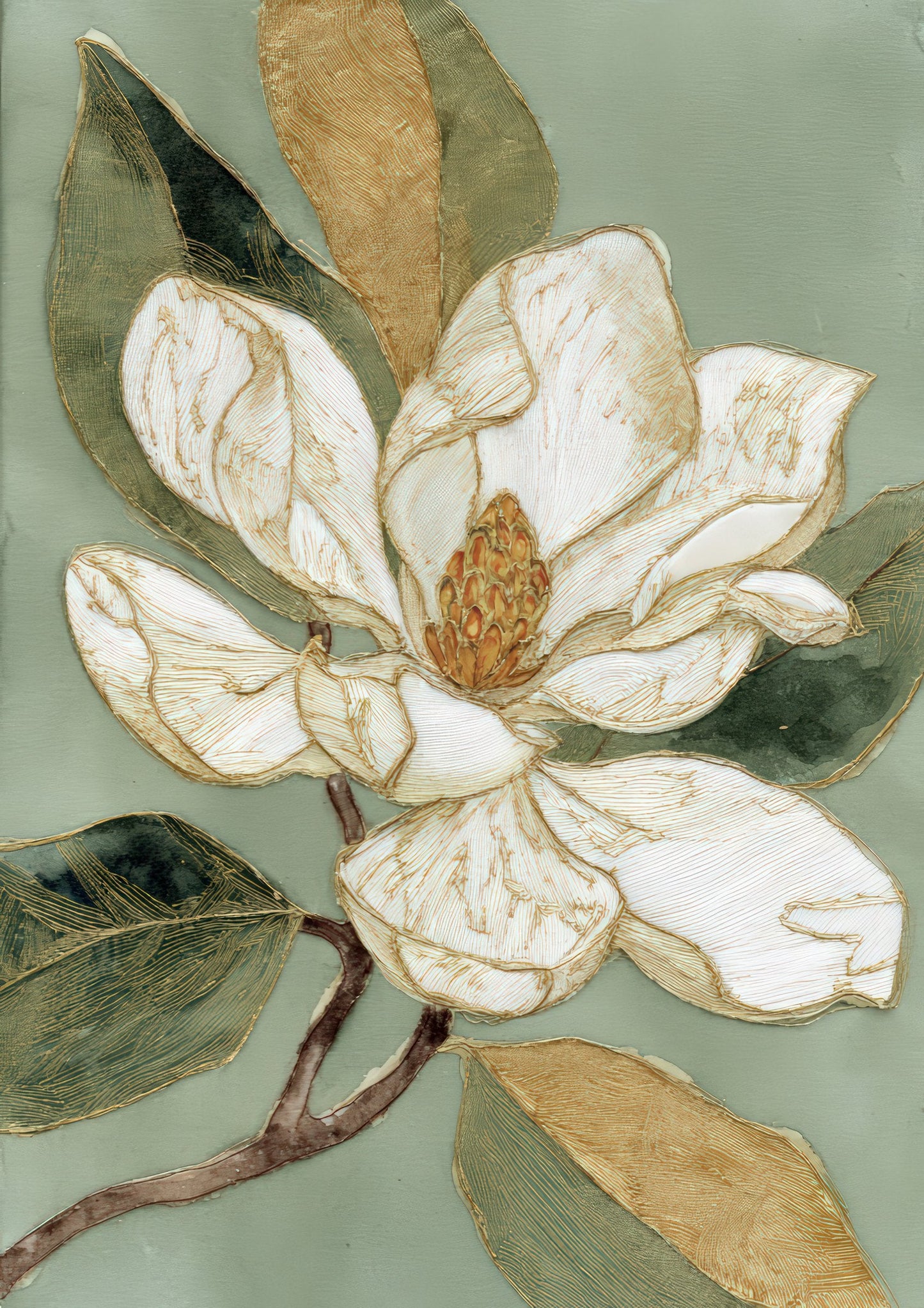 Magnolia Bloom Print, Soft Floral Wall Art