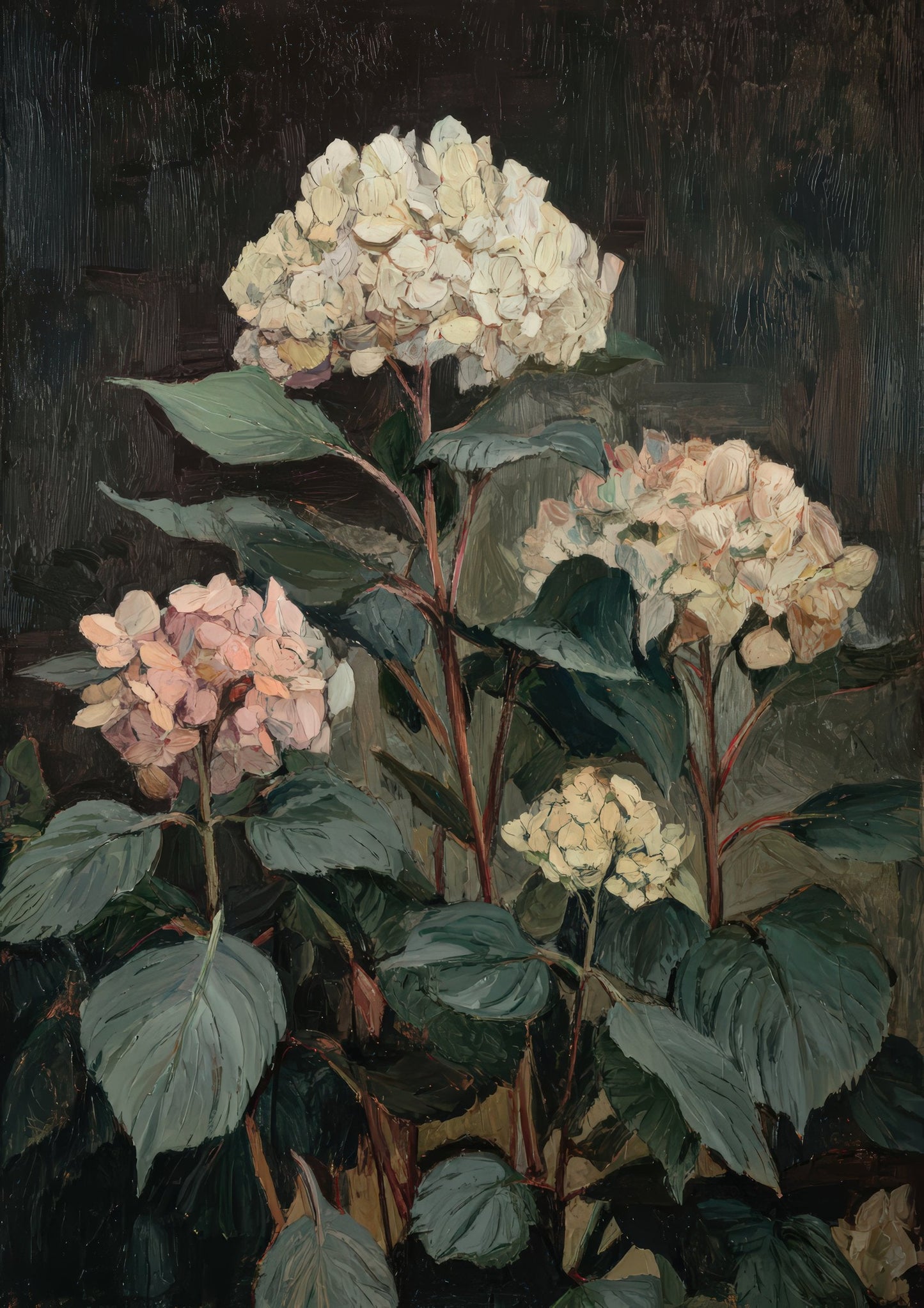 Hydrangeas Print, Moody Floral Wall Art