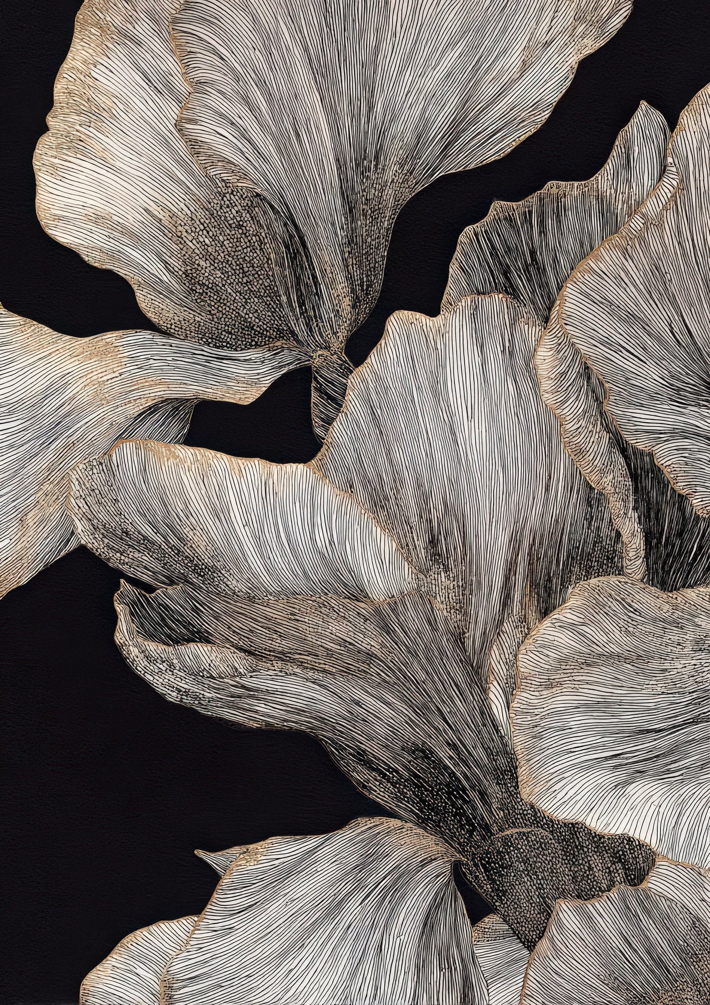 Silver Petals Print, Monochrome Floral Wall Art