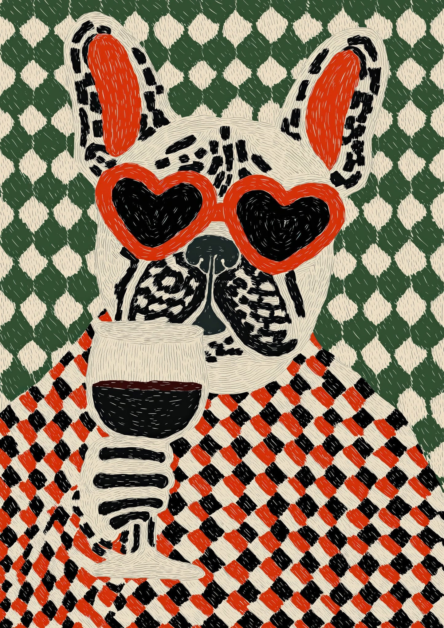 French Bulldog Heart Sunglasses Print, Funny Dog Wall Art