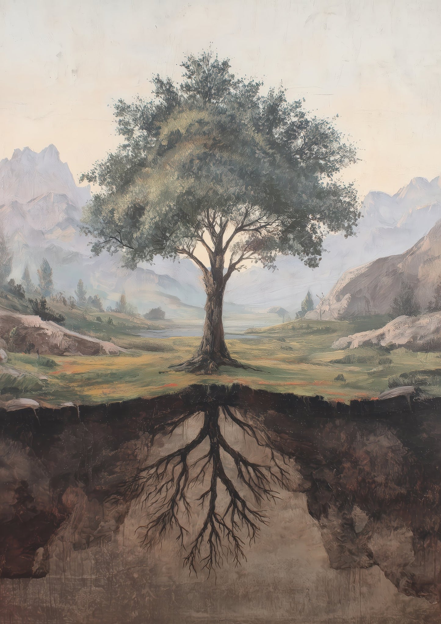 Tree of Life Landscape Print, Muted Nature Wall Art