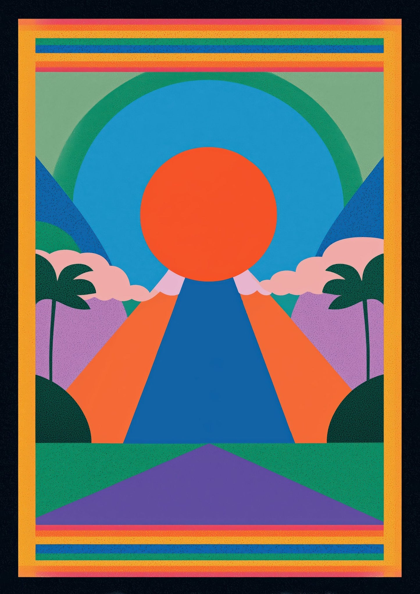 Symmetrical Retro Figure Print, Geometric Abstract Wall Art