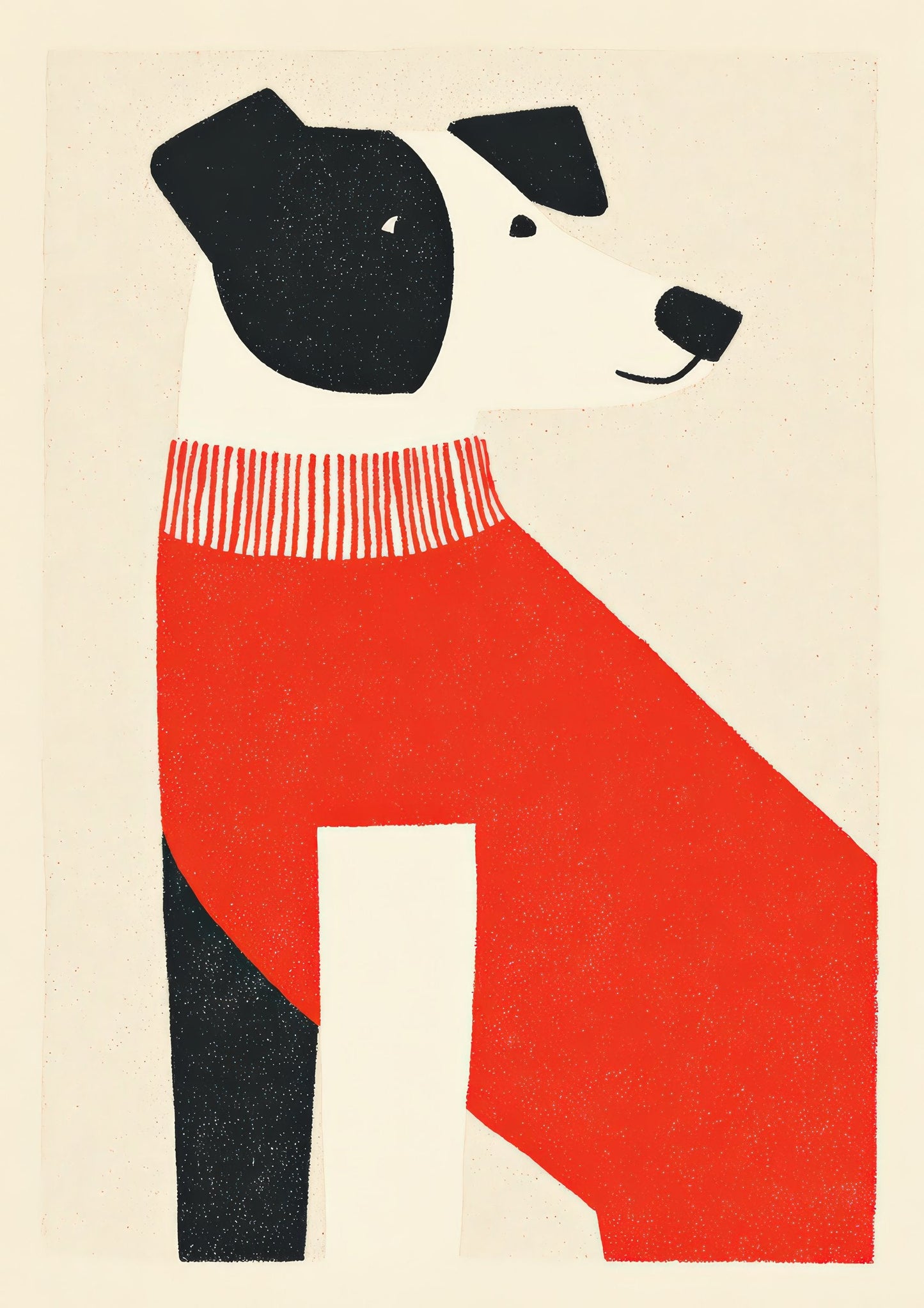 Dog in a Sweater Print, Minimalist Screenprint Wall Art
