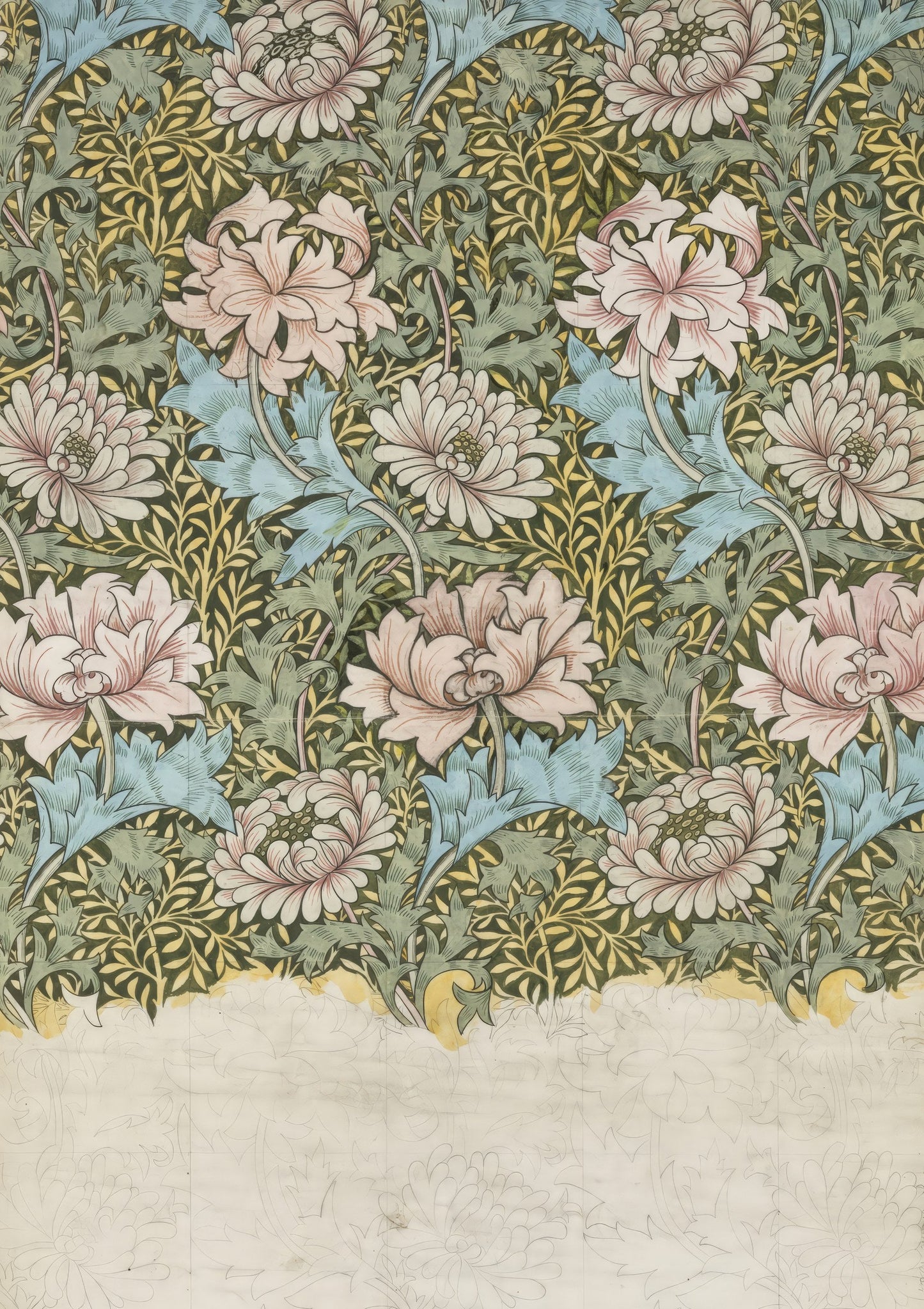 Floral Wallpaper Print, William Morris Style Wall Art