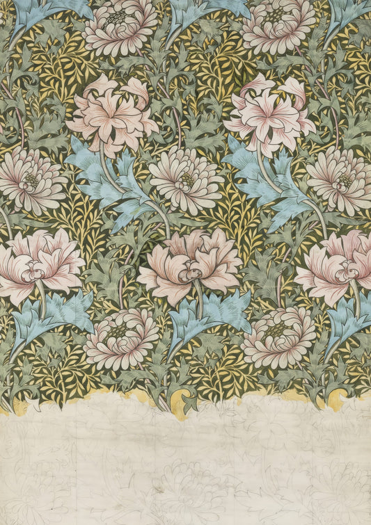 Floral Wallpaper Print, William Morris Style Wall Art