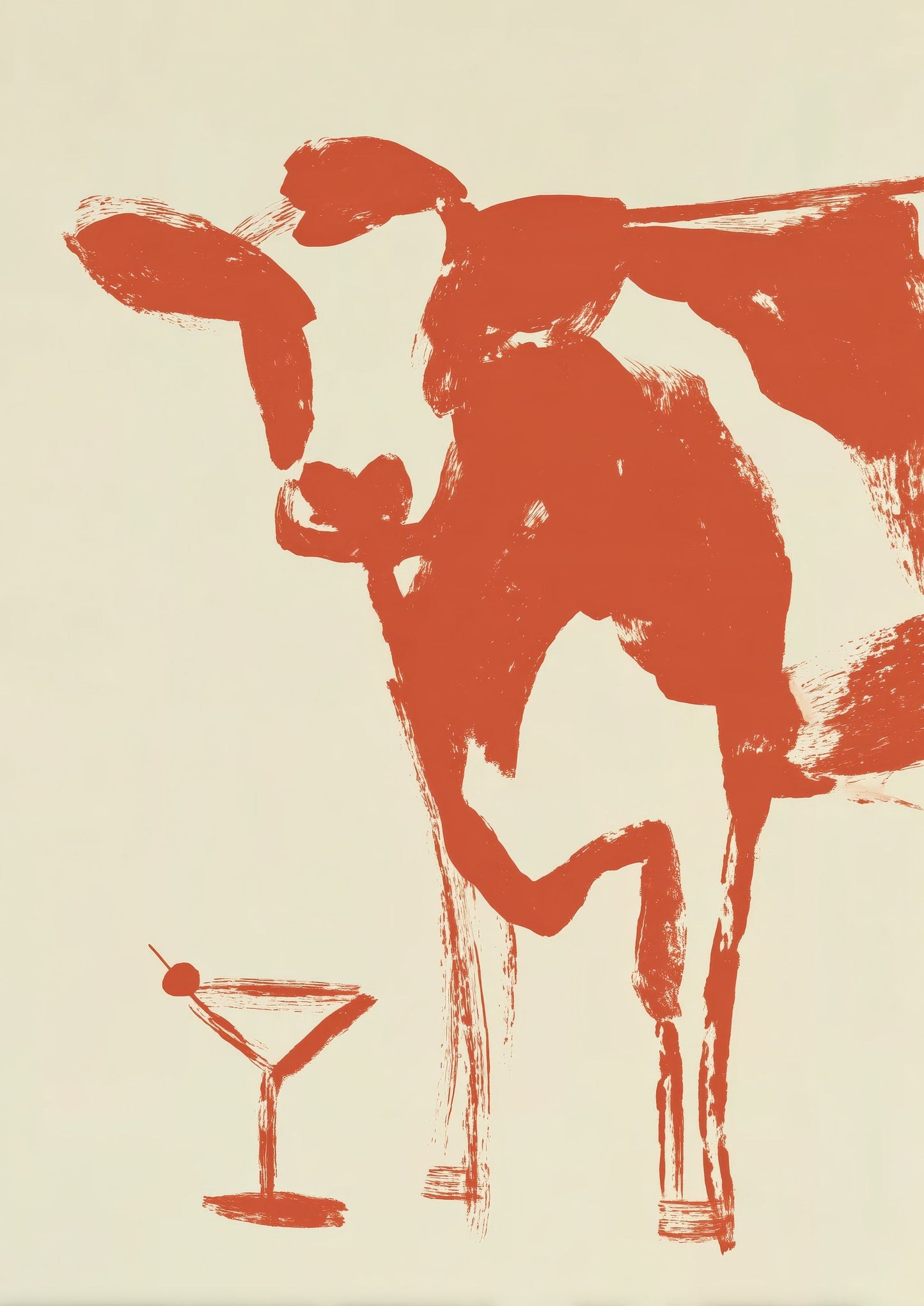 Cow and Cocktail Print, Quirky Kitchen Wall Art