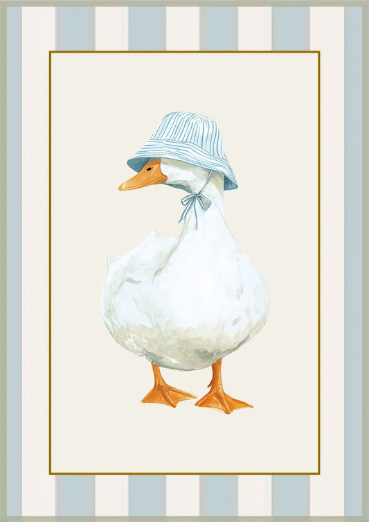 Duck in a Hat Print, Funny Animal Wall Art