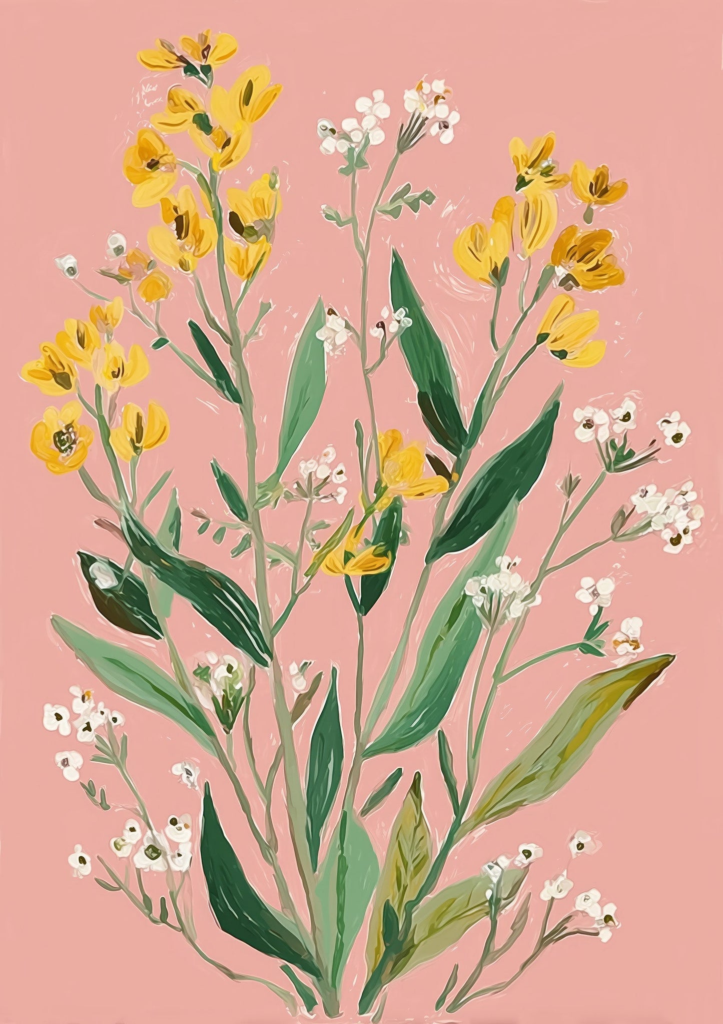 Wildflower Print, Folk Floral Wall Art
