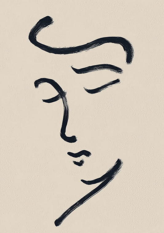 Line Portrait Print, Minimalist Ink Wall Art
