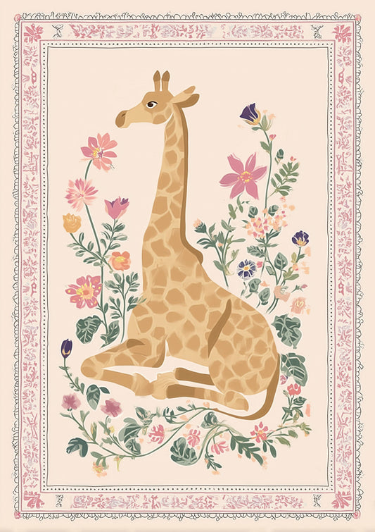 Giraffe Print, Folk Botanical Wall Art