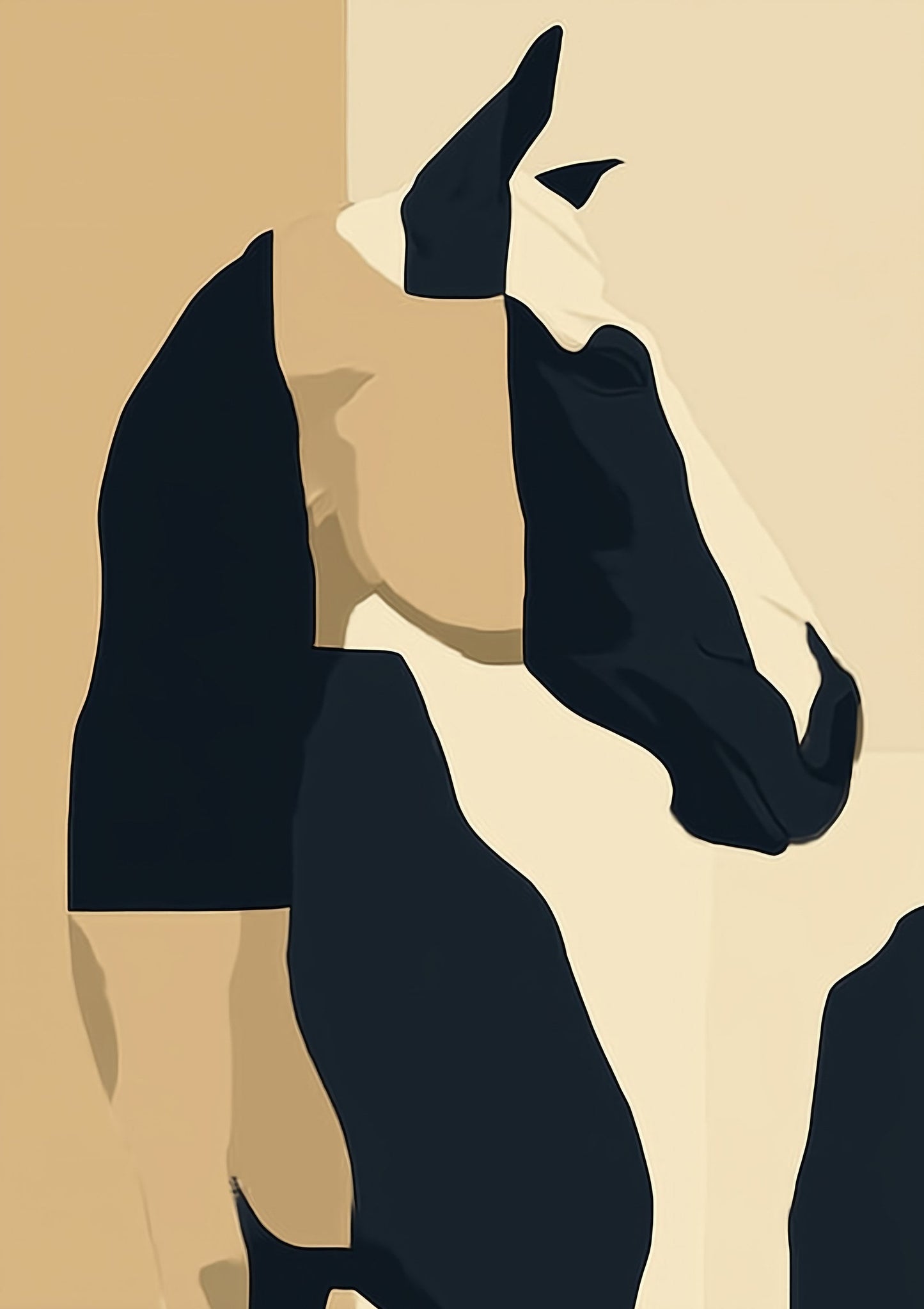 Abstract Horse Print, Minimalist Animal Wall Art