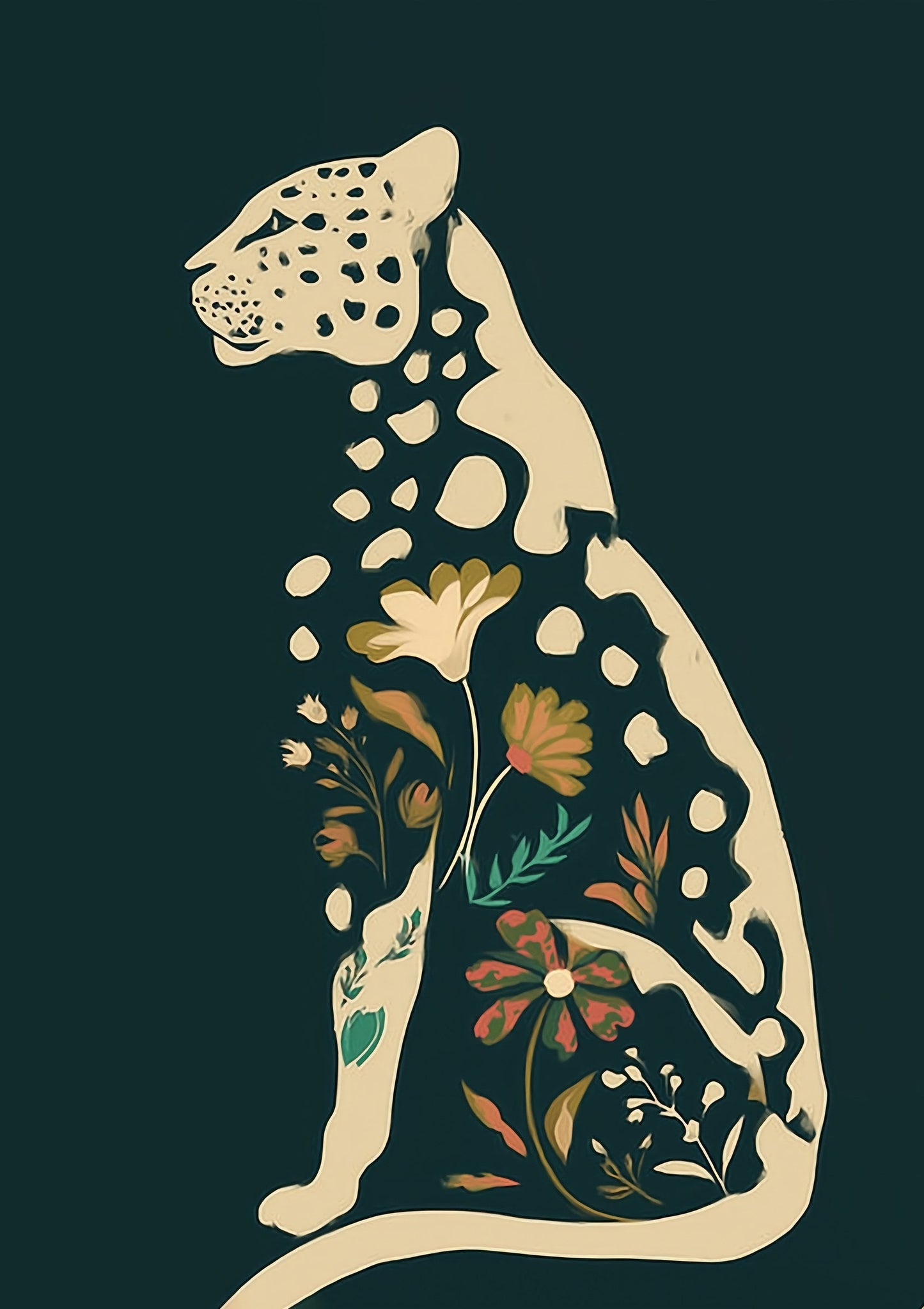 Leopard Print, Folk Botanical Wall Art