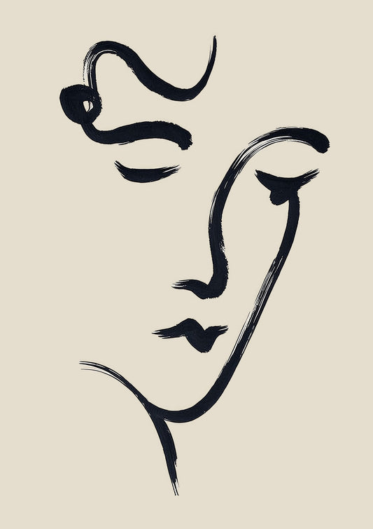 Ink Face Print, Minimalist Line Wall Art