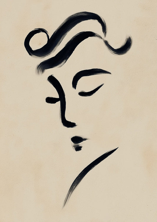 Ink Portrait Print, Minimalist Line Wall Art