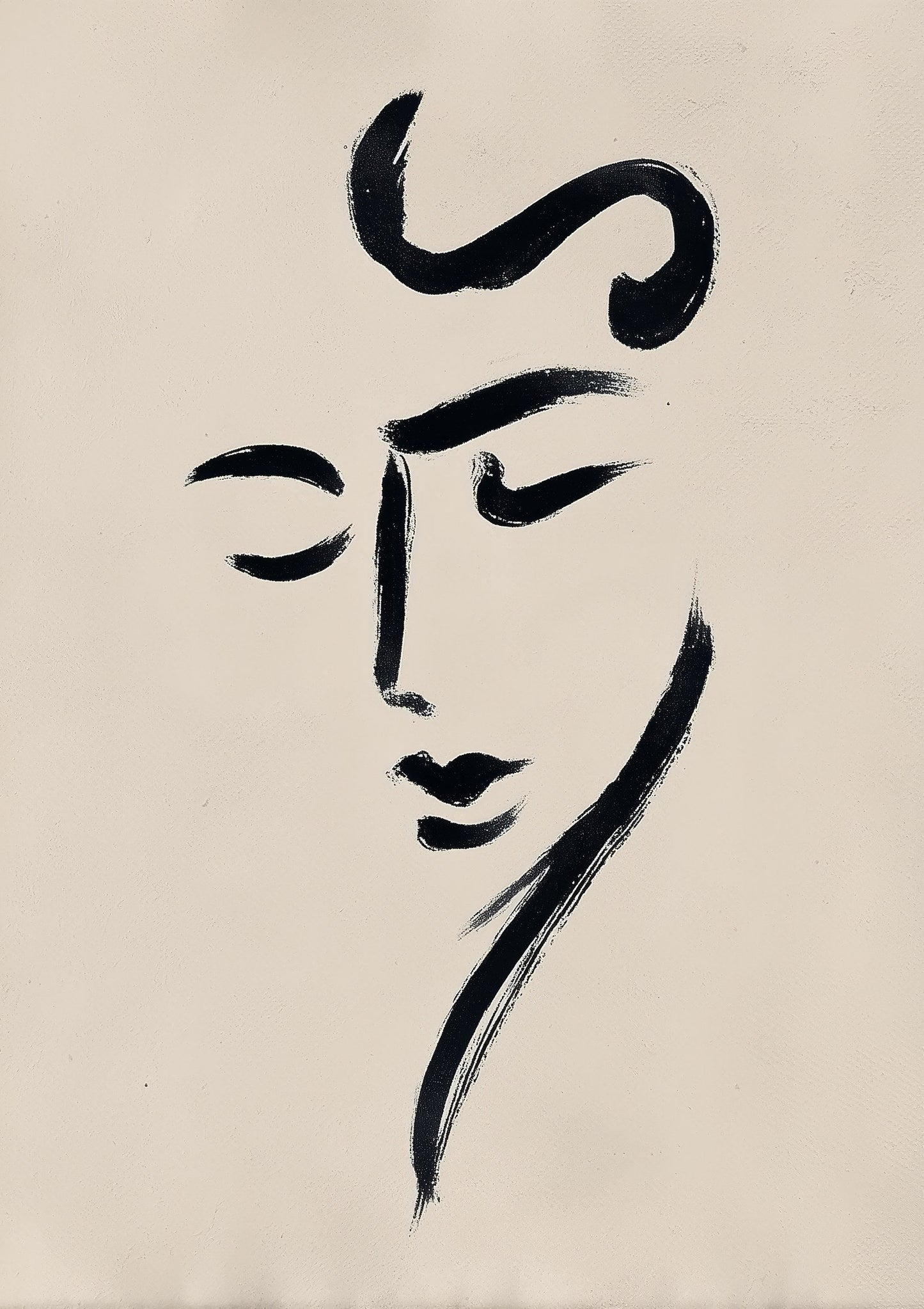 Line Portrait Print, Ink Minimalist Wall Art