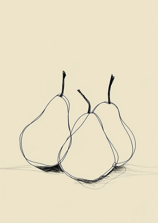 Pears Print, Minimalist Line Wall Art