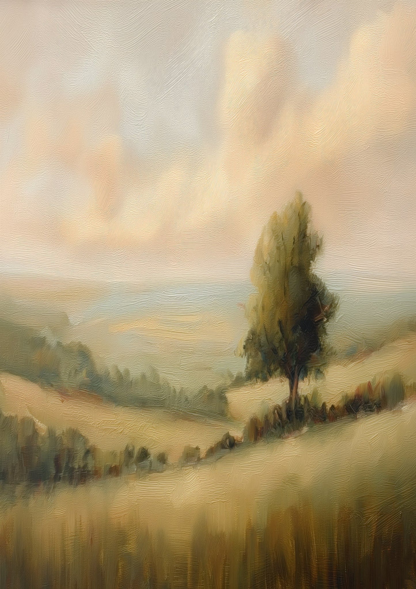 Rolling Hills Print, Painterly Landscape Wall Art