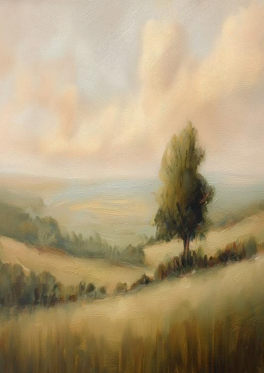 Rolling Hills Print, Painterly Landscape Wall Art