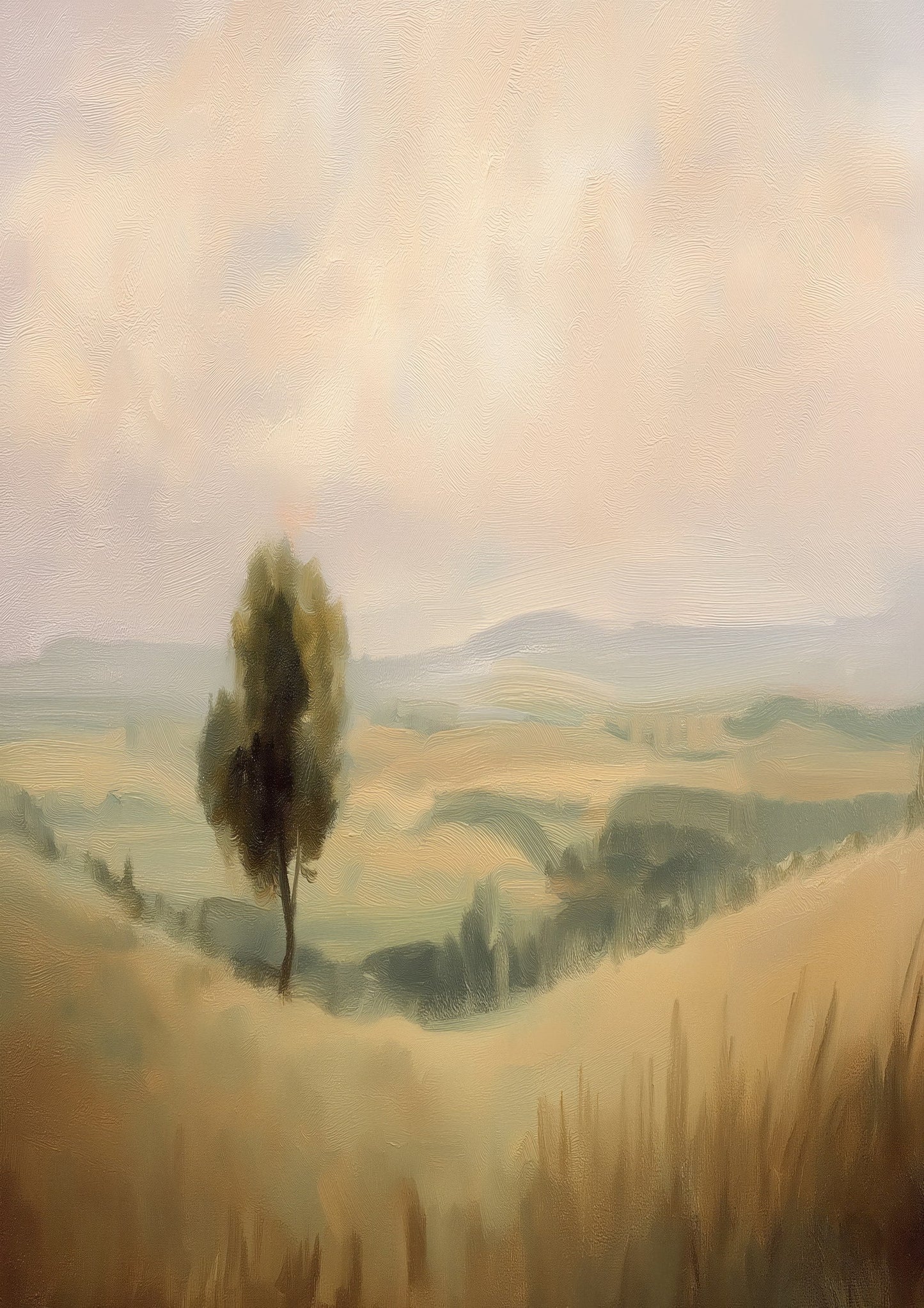 Cypress Hills Print, Painterly Landscape Wall Art
