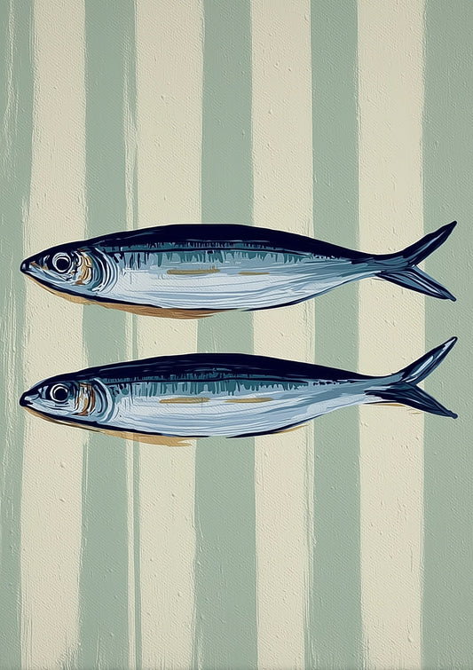 Sardines Print, Green Kitchen Wall Art