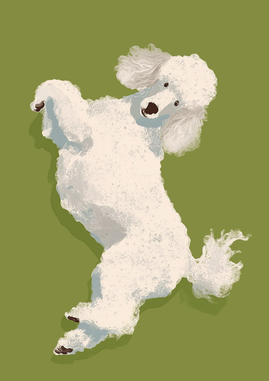 Poodle Print, Green Pet Wall Art