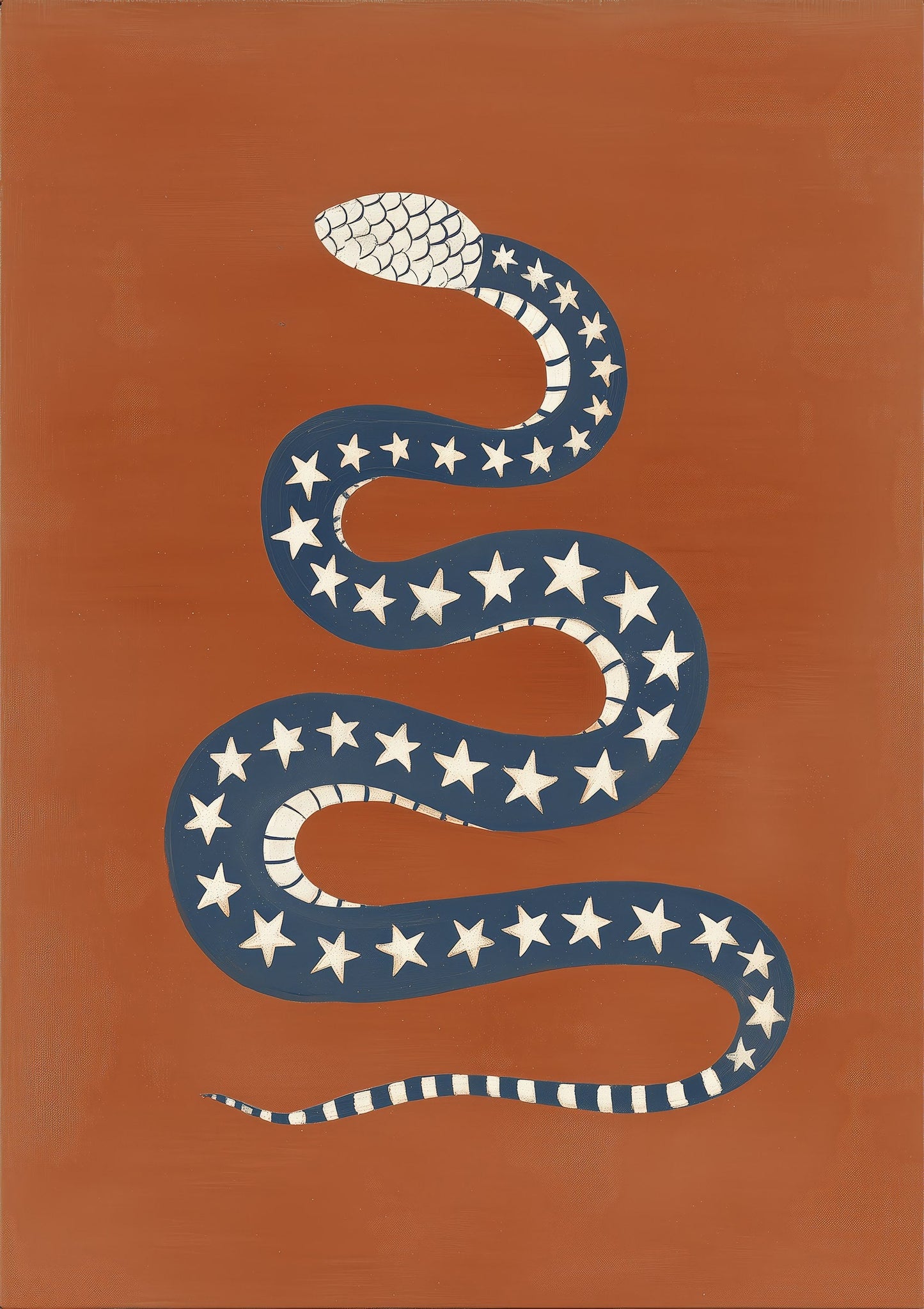 Stars and Stripes Snake Print, Folk Wall Art