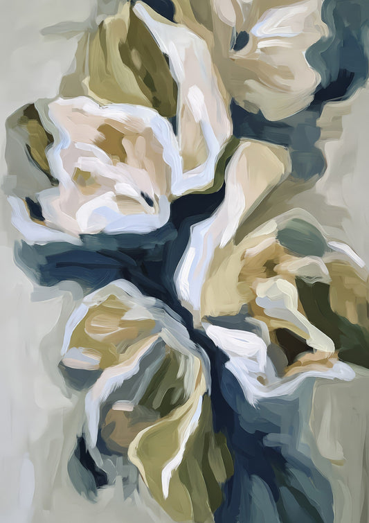Magnolia Bloom Print, Painterly Floral Wall Art